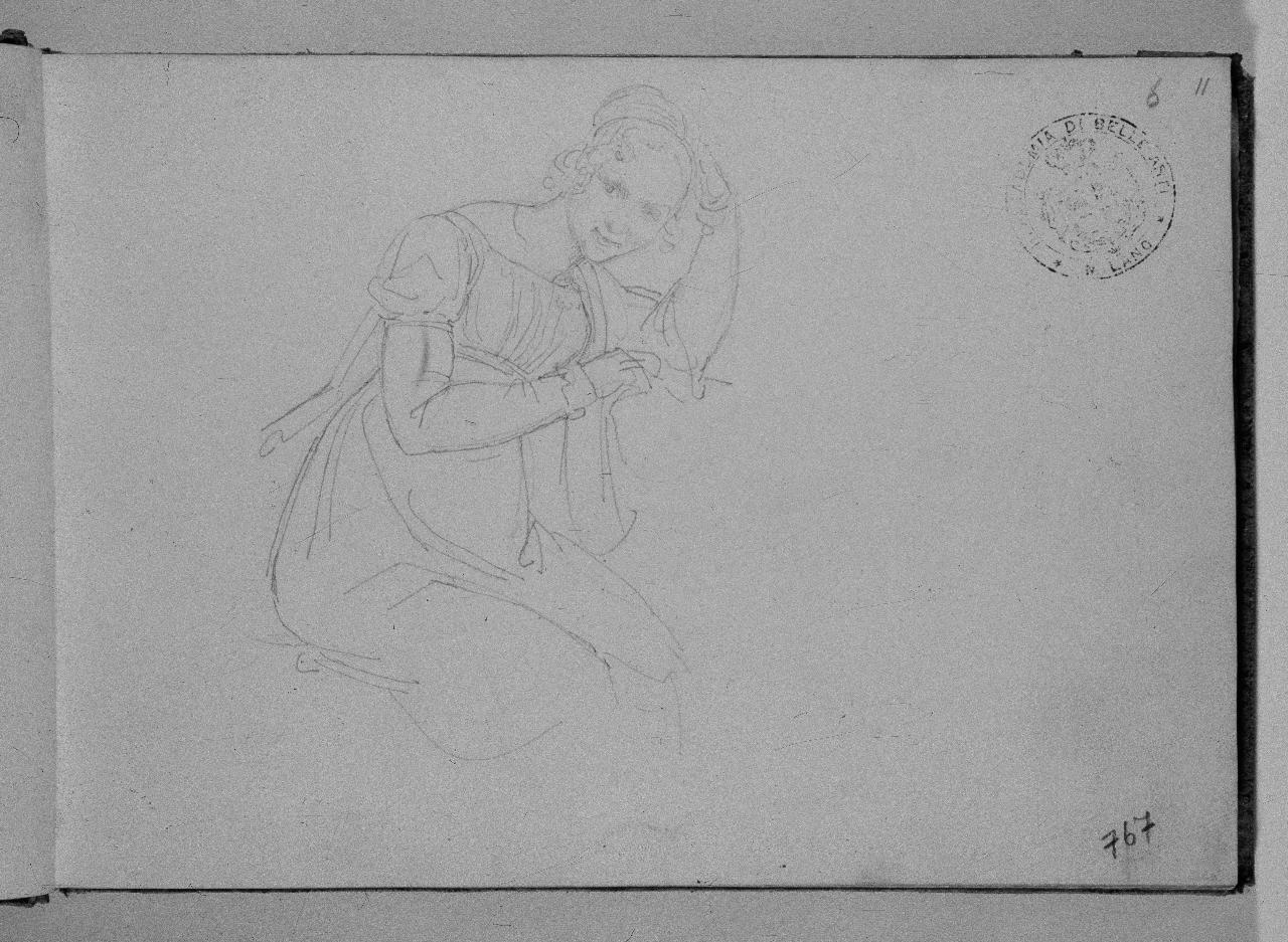 Schizzo di figura femminile seduta, figura femminile (disegno) di Hayez, Francesco (primo quarto||primo quarto sec. XIX||sec. XIX)