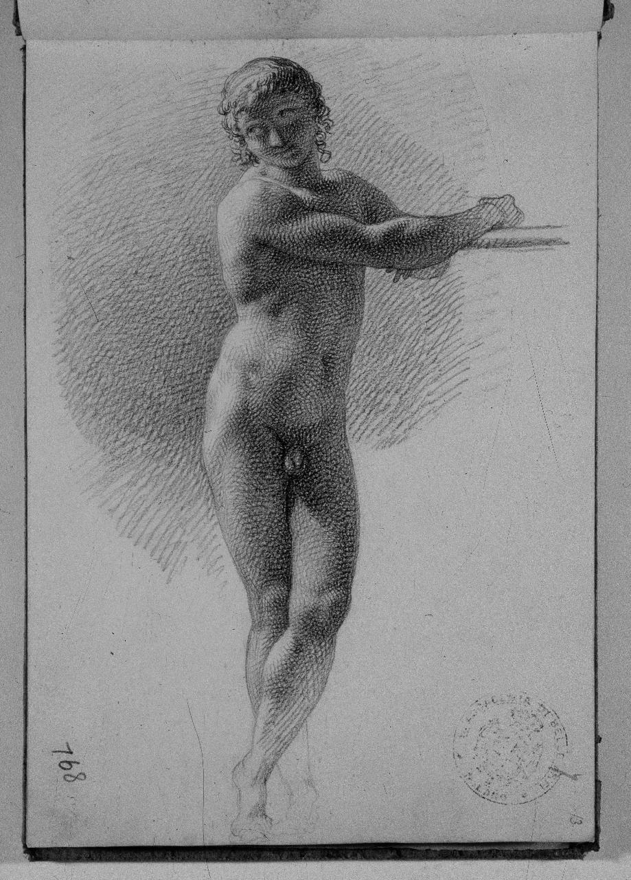 Nudo di giovinetto, nudo maschile (disegno) di Hayez, Francesco (primo quarto||primo quarto sec. XIX||sec. XIX)