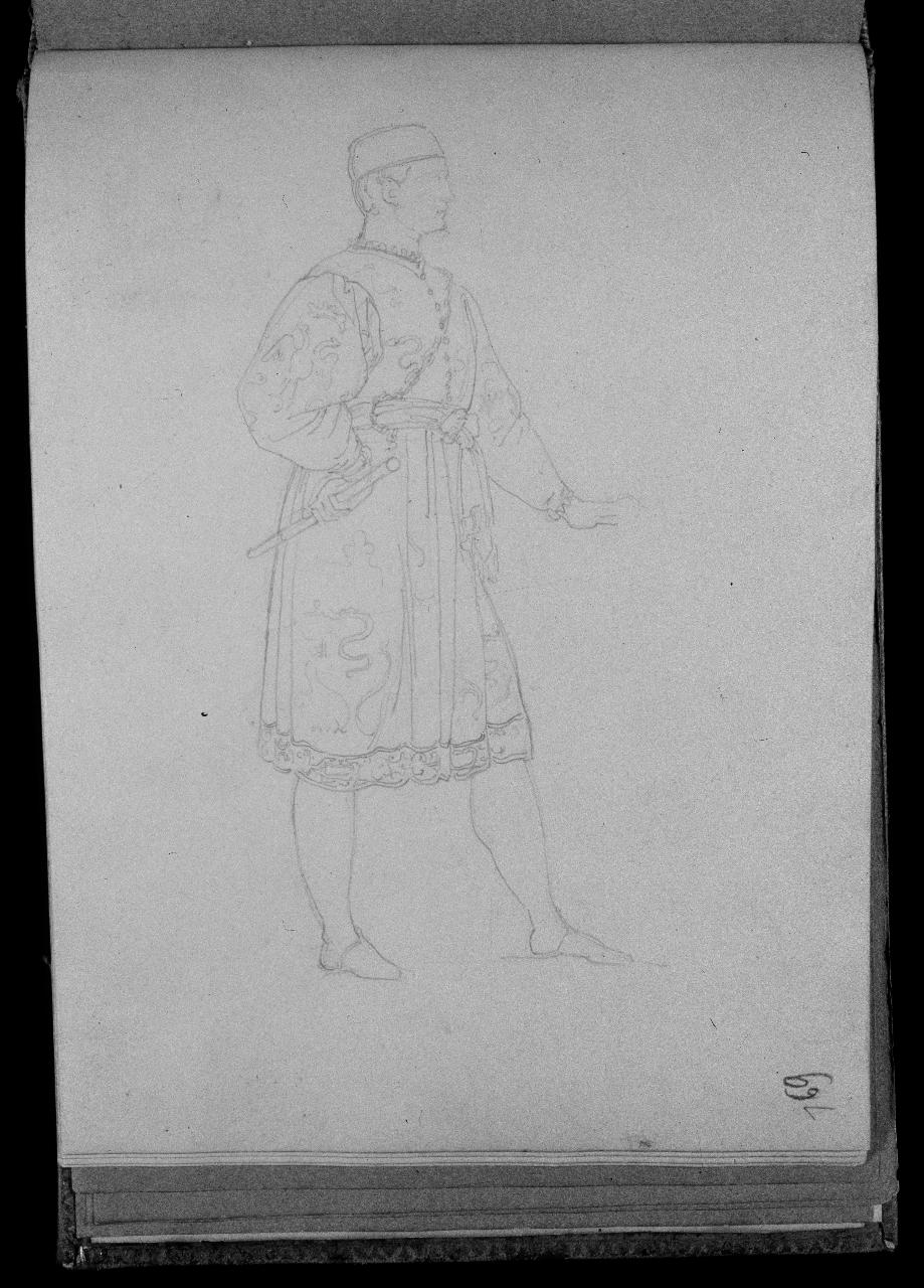 Personaggio sforzesco, figura maschile (disegno) di Hayez, Francesco (primo quarto||primo quarto sec. XIX||sec. XIX)