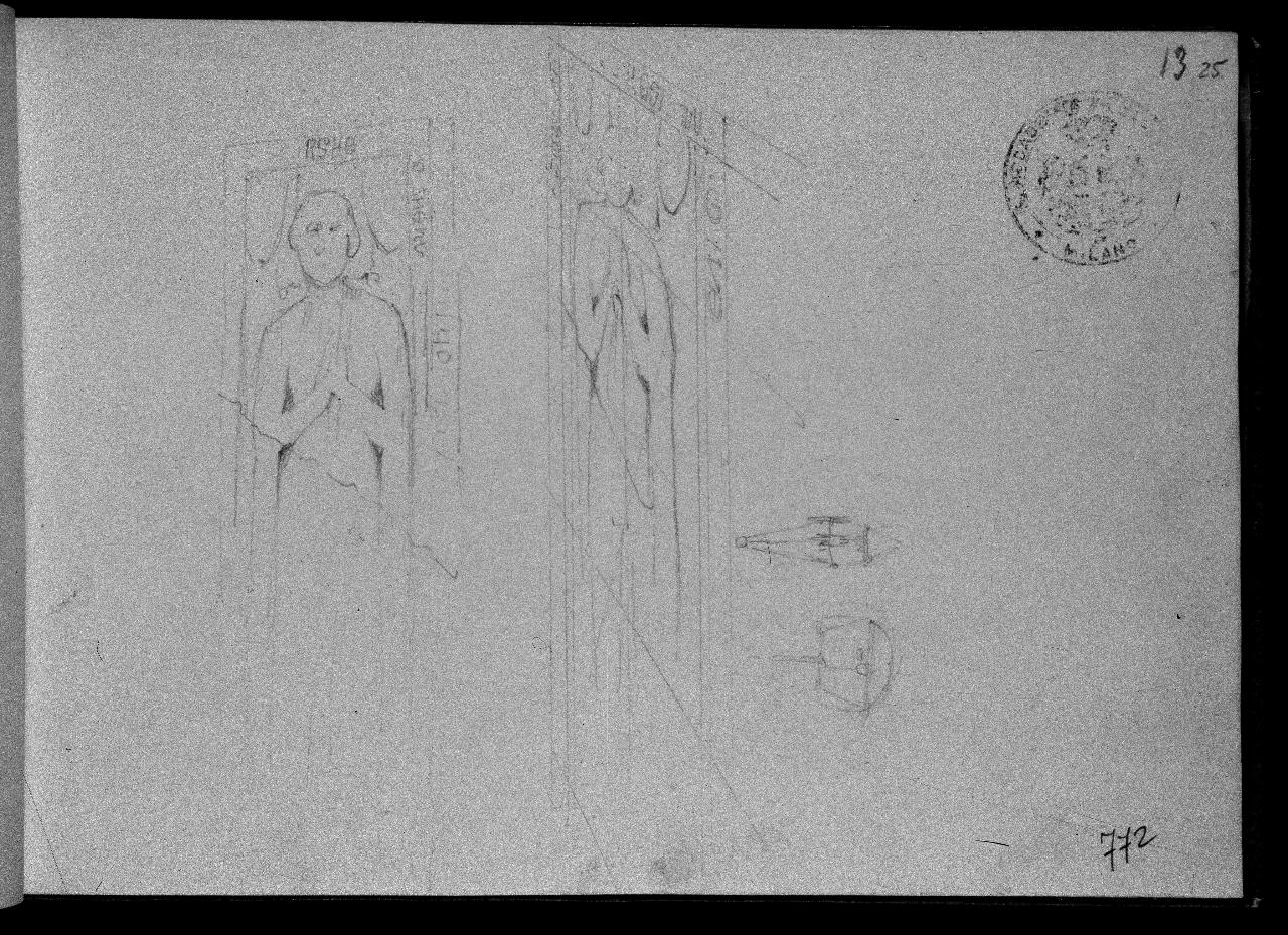 Studio di lastra tombale del secolo XIV, lastra tombale (disegno) di Hayez, Francesco (primo quarto||primo quarto sec. XIX||sec. XIX)