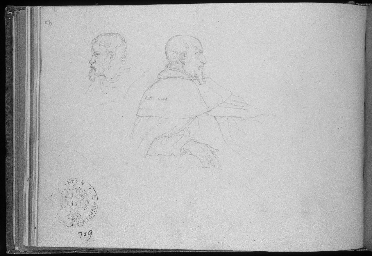 Studio di dignitari ecclesiastici, figura maschile | ecclesiastico (disegno) di Hayez, Francesco (primo quarto||primo quarto sec. XIX||sec. XIX)
