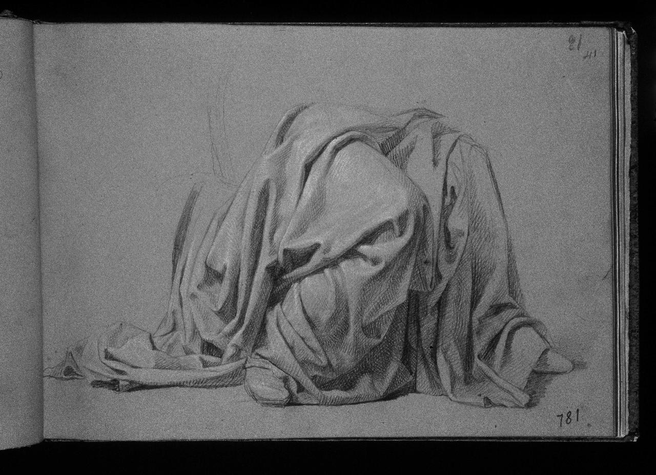 Studio di panneggio, panneggio (disegno) di Hayez, Francesco (primo quarto||primo quarto sec. XIX||sec. XIX)