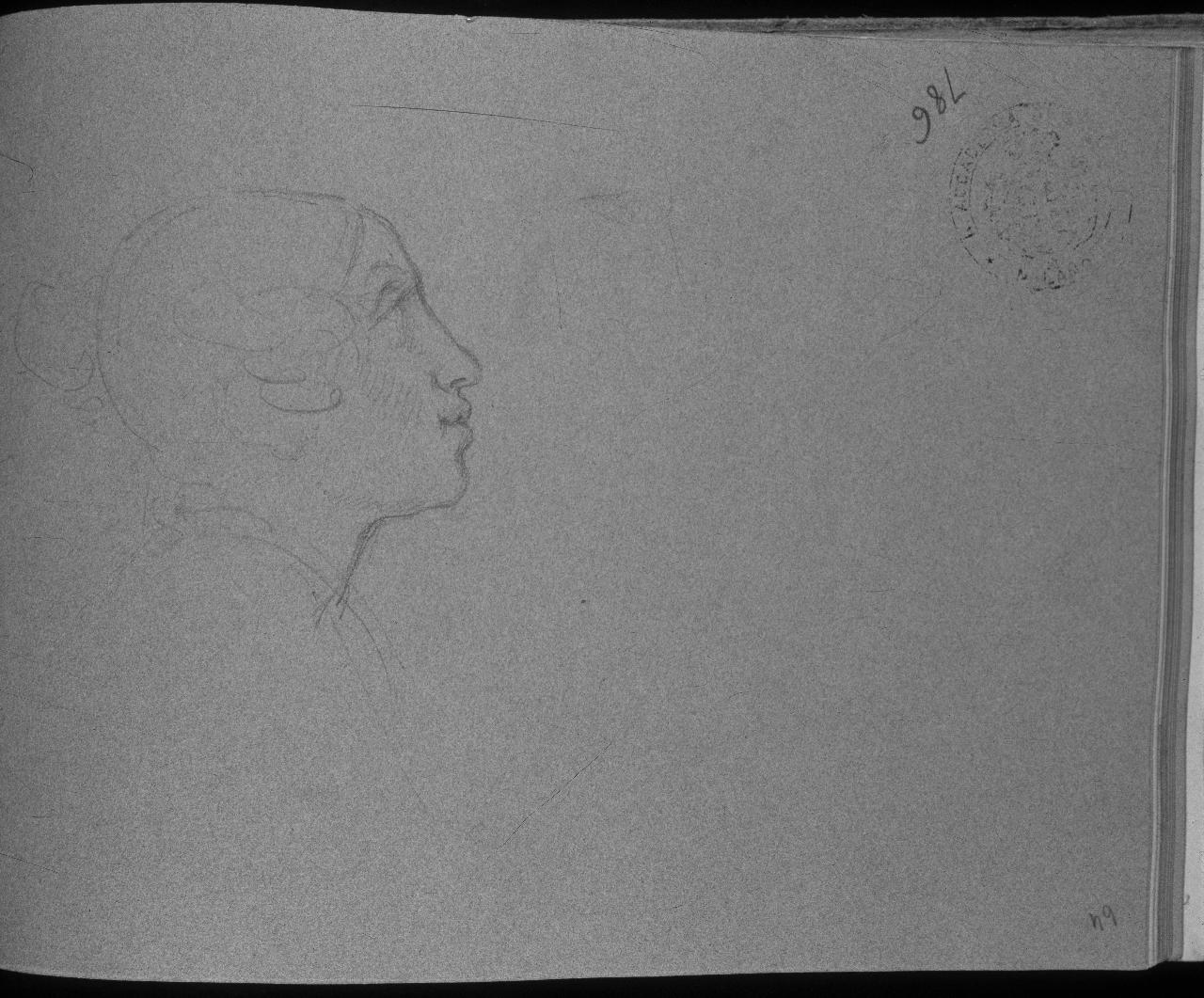 Testina femminile, volto femminile (disegno) di Hayez, Francesco (primo quarto||primo quarto sec. XIX||sec. XIX)