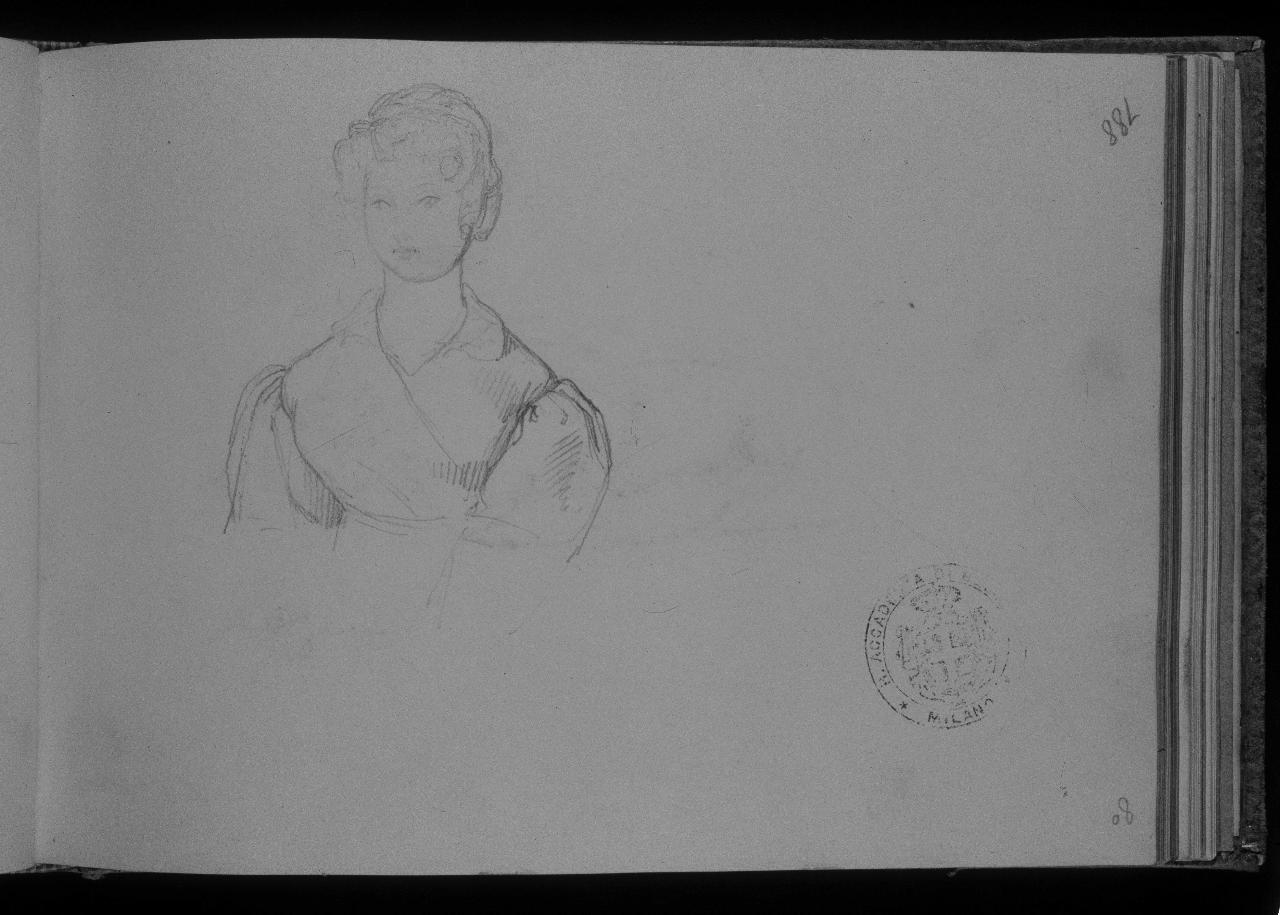 Caterina Zucchi Calderara (già Mezzo busto femminile - Samek), figura femminile (disegno) di Hayez, Francesco (primo quarto||primo quarto sec. XIX||sec. XIX)