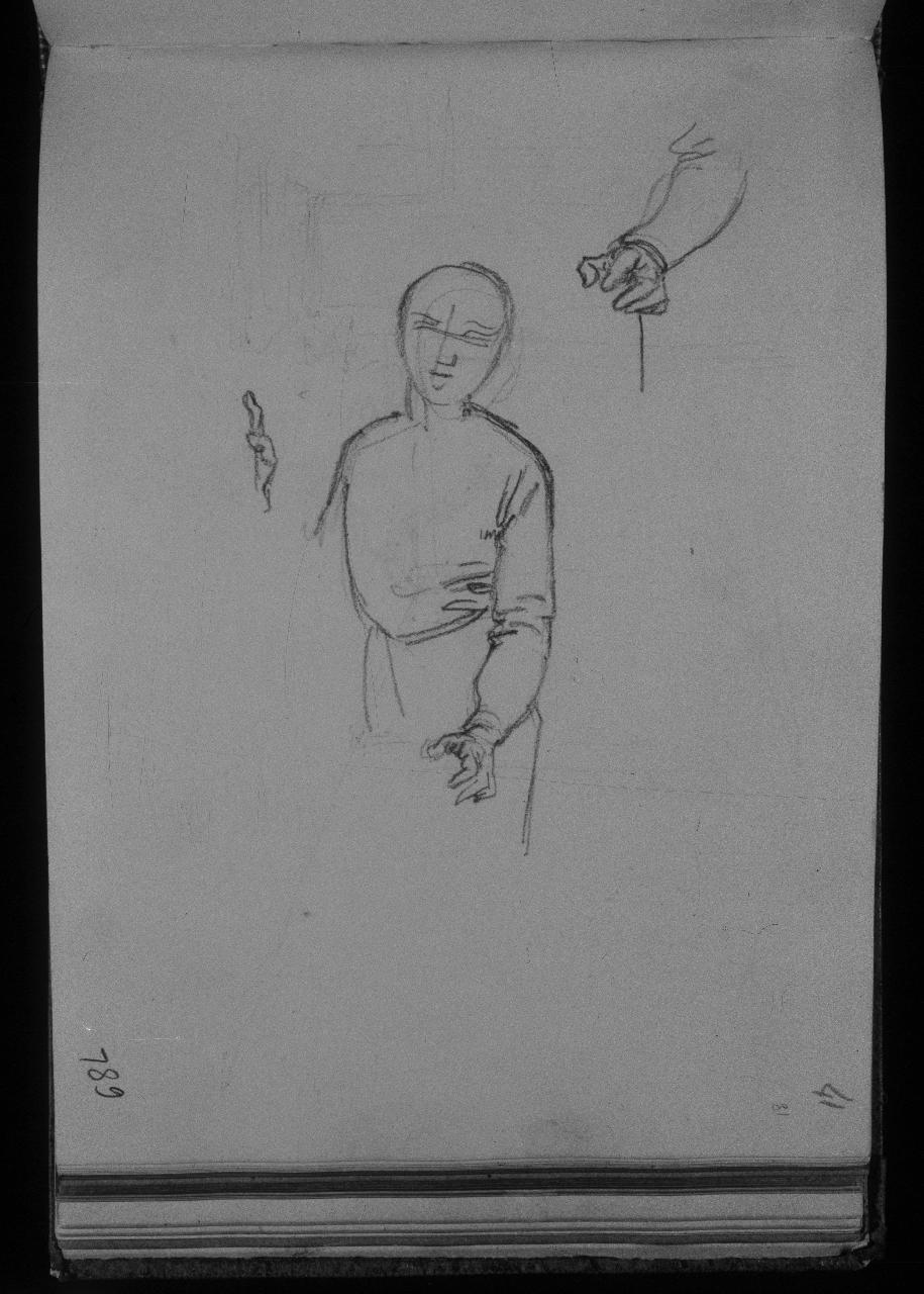 Schizzo di figura virile e mani, figura maschile e mani (disegno) di Hayez, Francesco (primo quarto||primo quarto sec. XIX||sec. XIX)