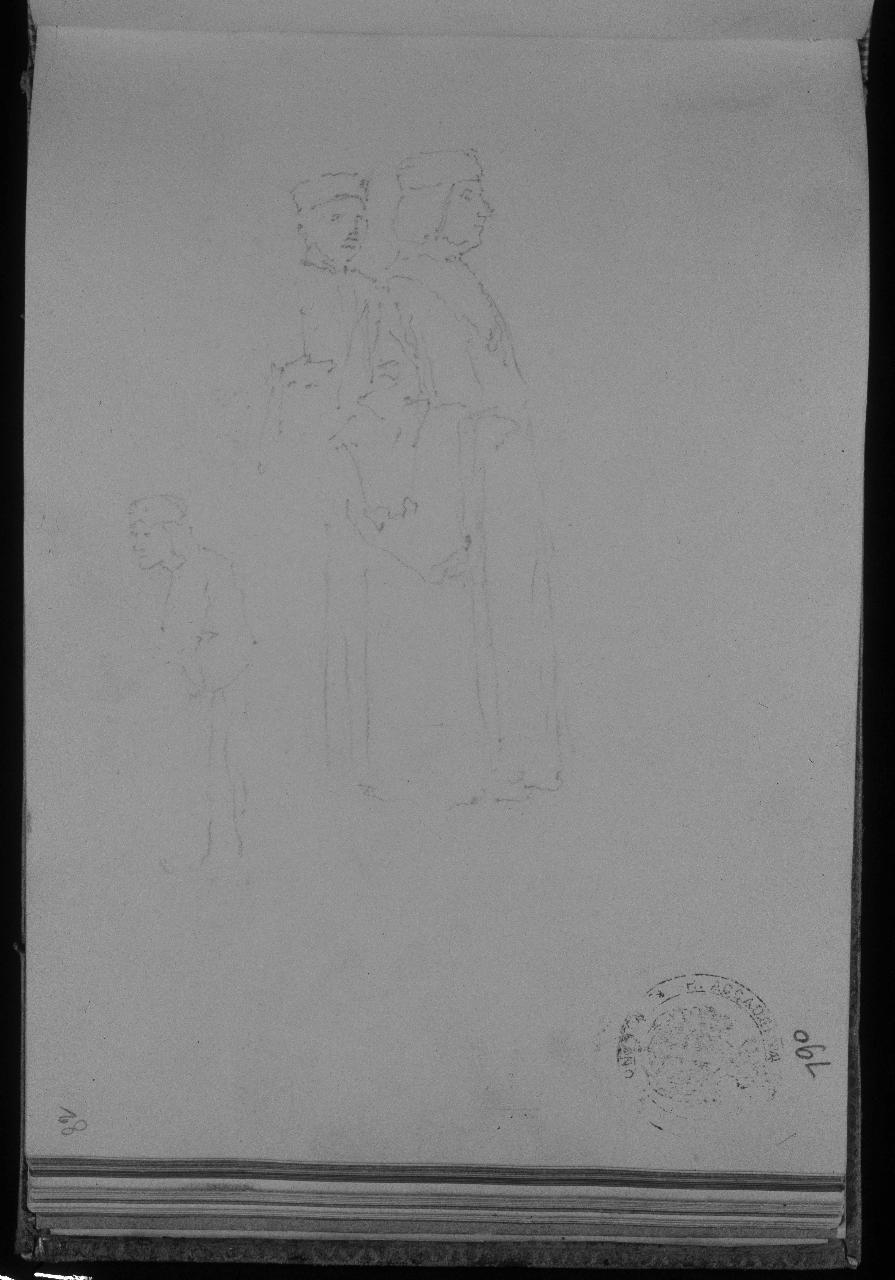 Copia da Gentile e Giovanni Bellini (già Schizzo di coppia reale - Samek), figure maschili (disegno) di Hayez, Francesco (primo quarto||primo quarto sec. XIX||sec. XIX)