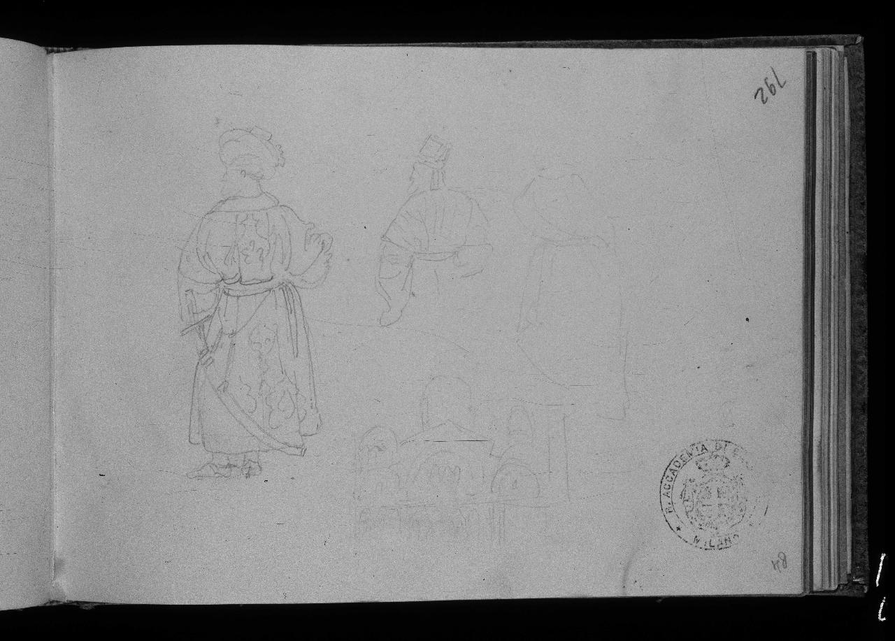 Copia da Gentile e Giovanni Bellini (già Studio di costumi orientali da Gentile Bellini - Samek), figure maschili (disegno) di Hayez, Francesco (primo quarto||primo quarto sec. XIX||sec. XIX)
