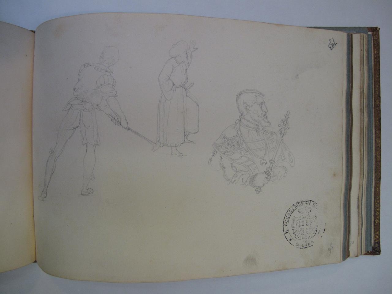 Copia da Lorenzo Lotto e studio di costume (già Studio di costumi orientali da Gentile Bellini - Samek), figure maschili (disegno) di Hayez, Francesco (primo quarto||primo quarto sec. XIX||sec. XIX)