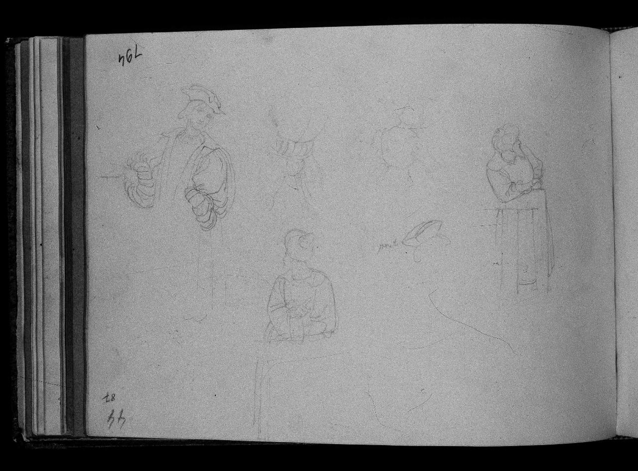 Copia da Lorenzo Lotto (già Studio di costumi da Gentile Bellini - Samek), figure maschili (disegno) di Hayez, Francesco (primo quarto||primo quarto sec. XIX||sec. XIX)