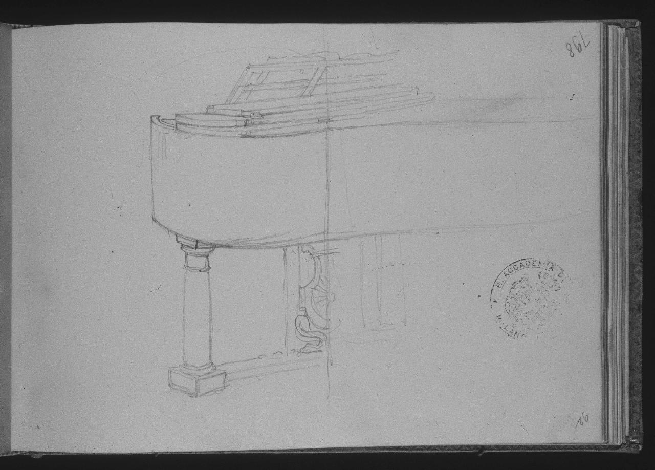Studio di pianoforte, pianoforte (disegno) di Hayez, Francesco (primo quarto||primo quarto sec. XIX||sec. XIX)