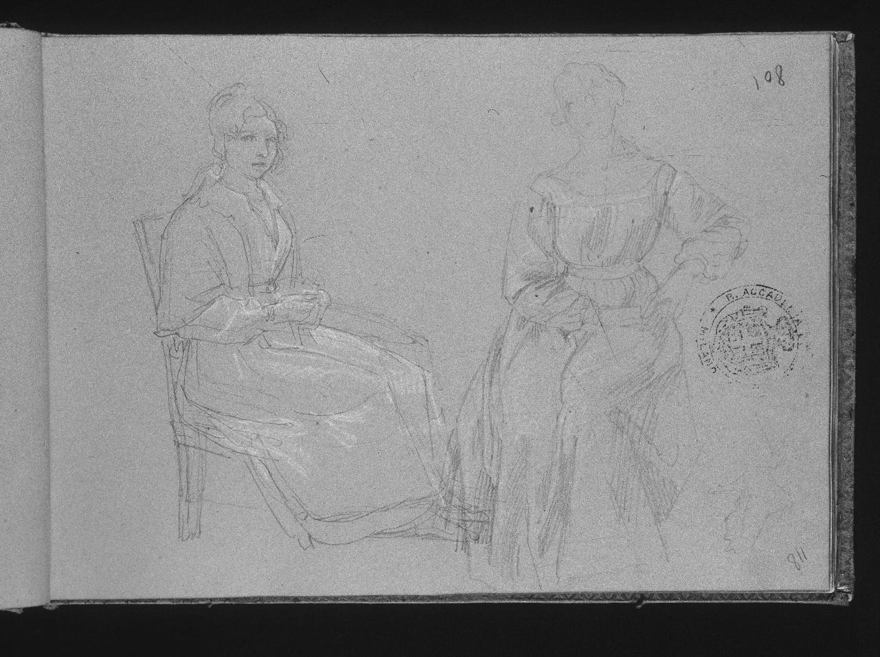 Figure femminili (Carolina Zucchi?) (già Donne sedute - Samek), figure femminili (disegno) di Hayez, Francesco (primo quarto||primo quarto sec. XIX||sec. XIX)