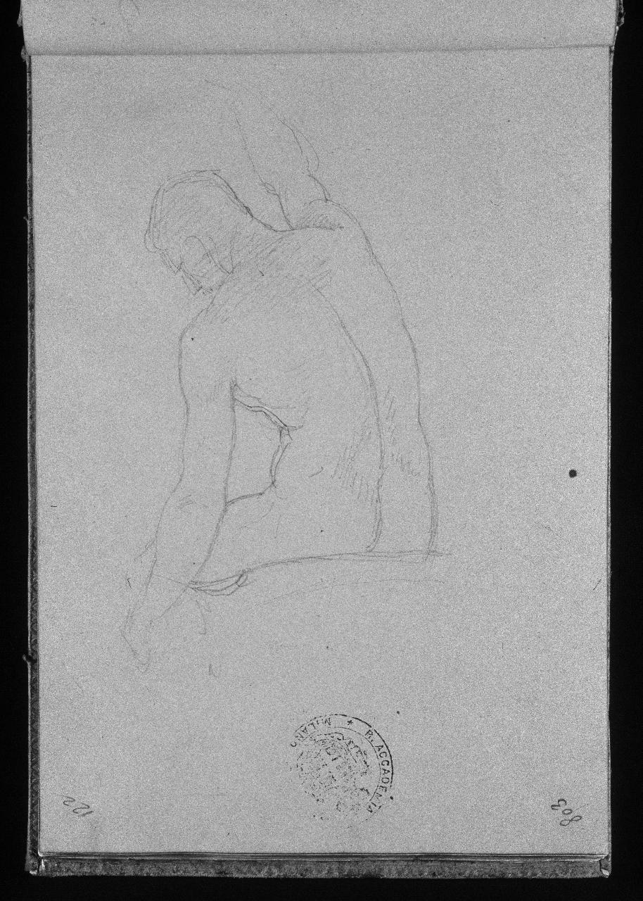 Nudo maschile (già Nudo seduto visto da tergo - Samek), nudo maschile (disegno) di Hayez, Francesco (primo quarto||primo quarto sec. XIX||sec. XIX)