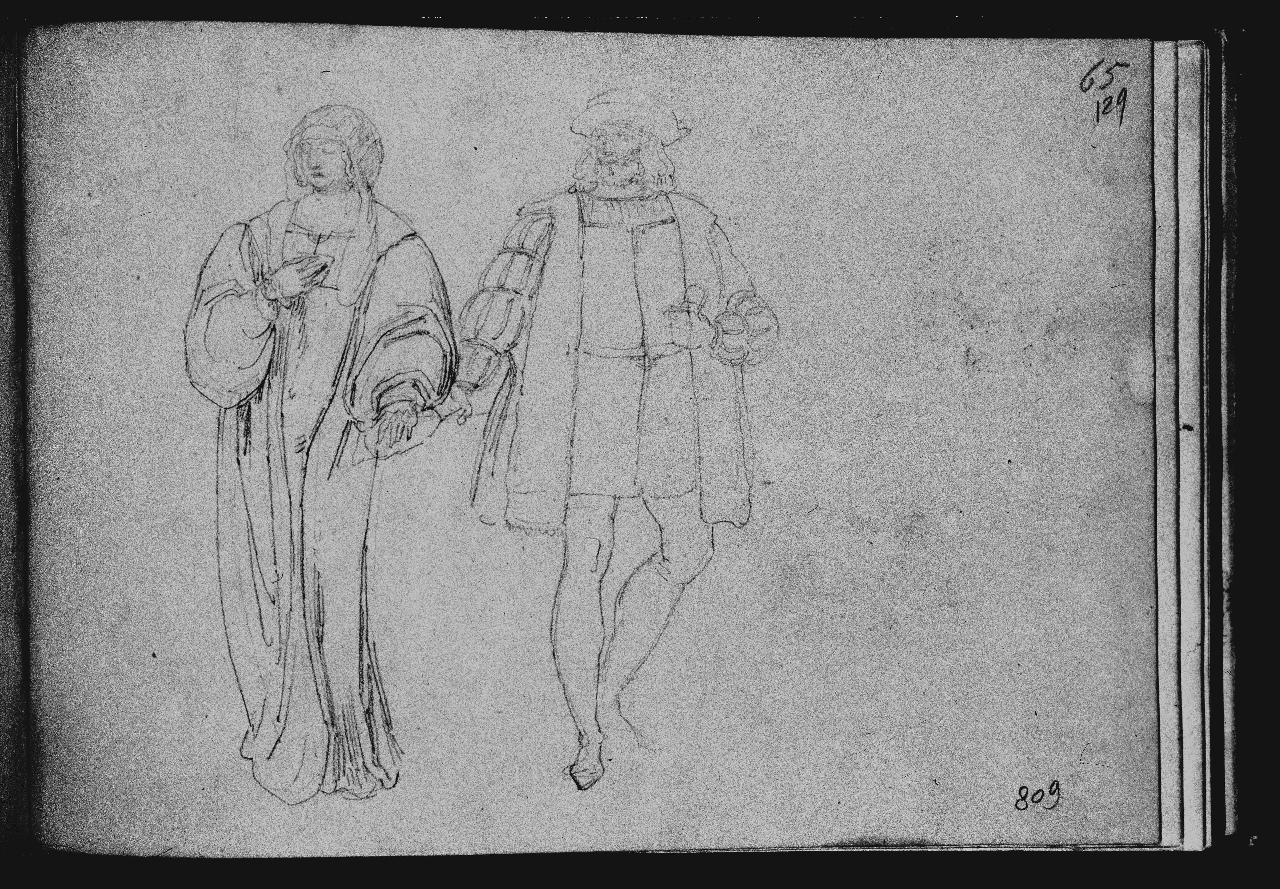 Studio di costumi, figura femminile e maschile (disegno) di Hayez, Francesco (primo quarto||primo quarto sec. XIX||sec. XIX)