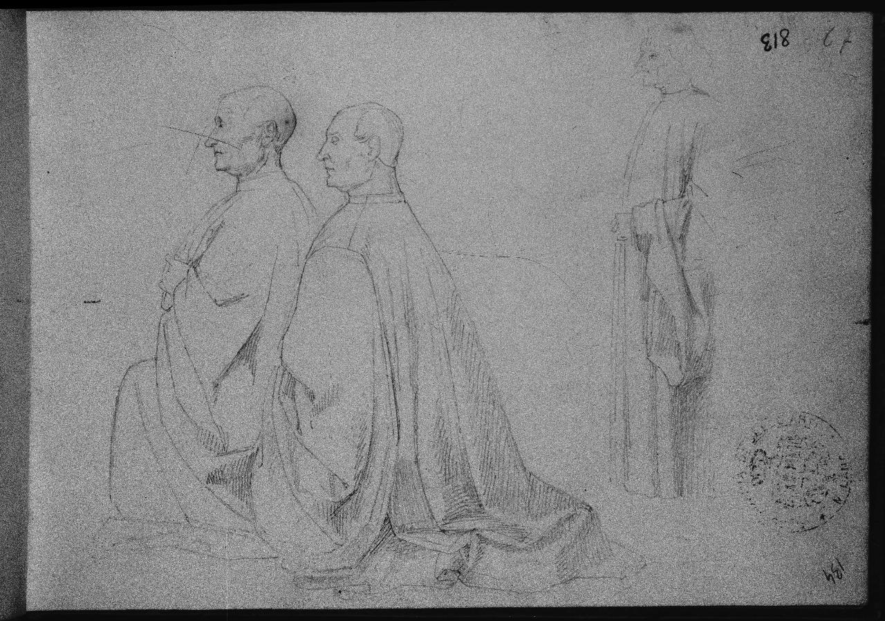Studio da Gentile Bellini (particolare del gruppo di credenti nel "Miracolo della Croce" alla Galleria dell'Accademia di Venezia), figure maschili (disegno) di Hayez, Francesco (primo quarto||primo quarto sec. XIX||sec. XIX)