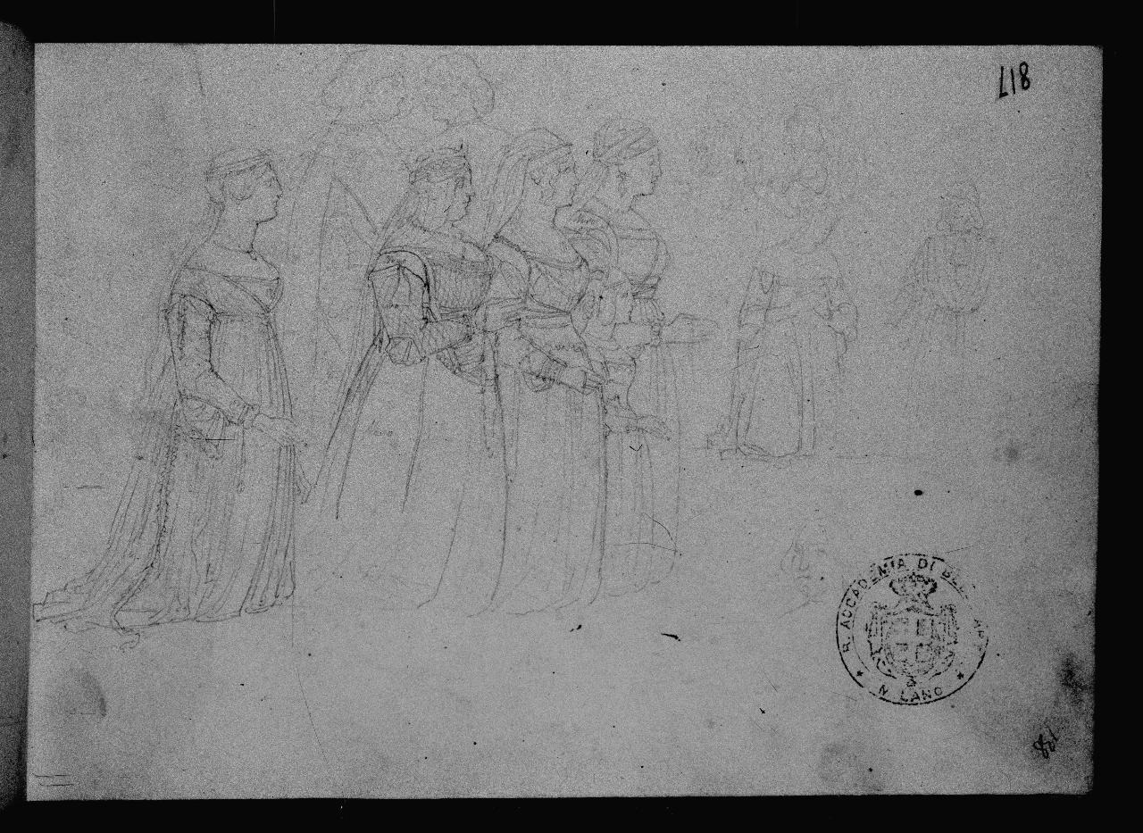 Studi da Gentile Bellini, figure femminili (disegno) di Hayez, Francesco (primo quarto||primo quarto sec. XIX||sec. XIX)
