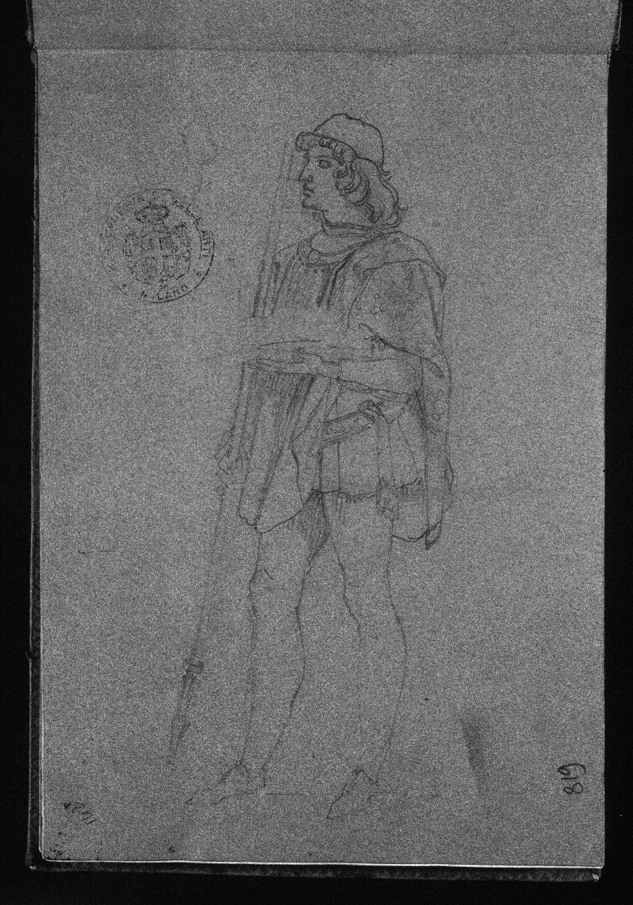 San Venanzio, copia da Carlo Crivelli (già Alabardiere - Samek), figura maschile (disegno) di Hayez, Francesco (primo quarto||primo quarto sec. XIX||sec. XIX)