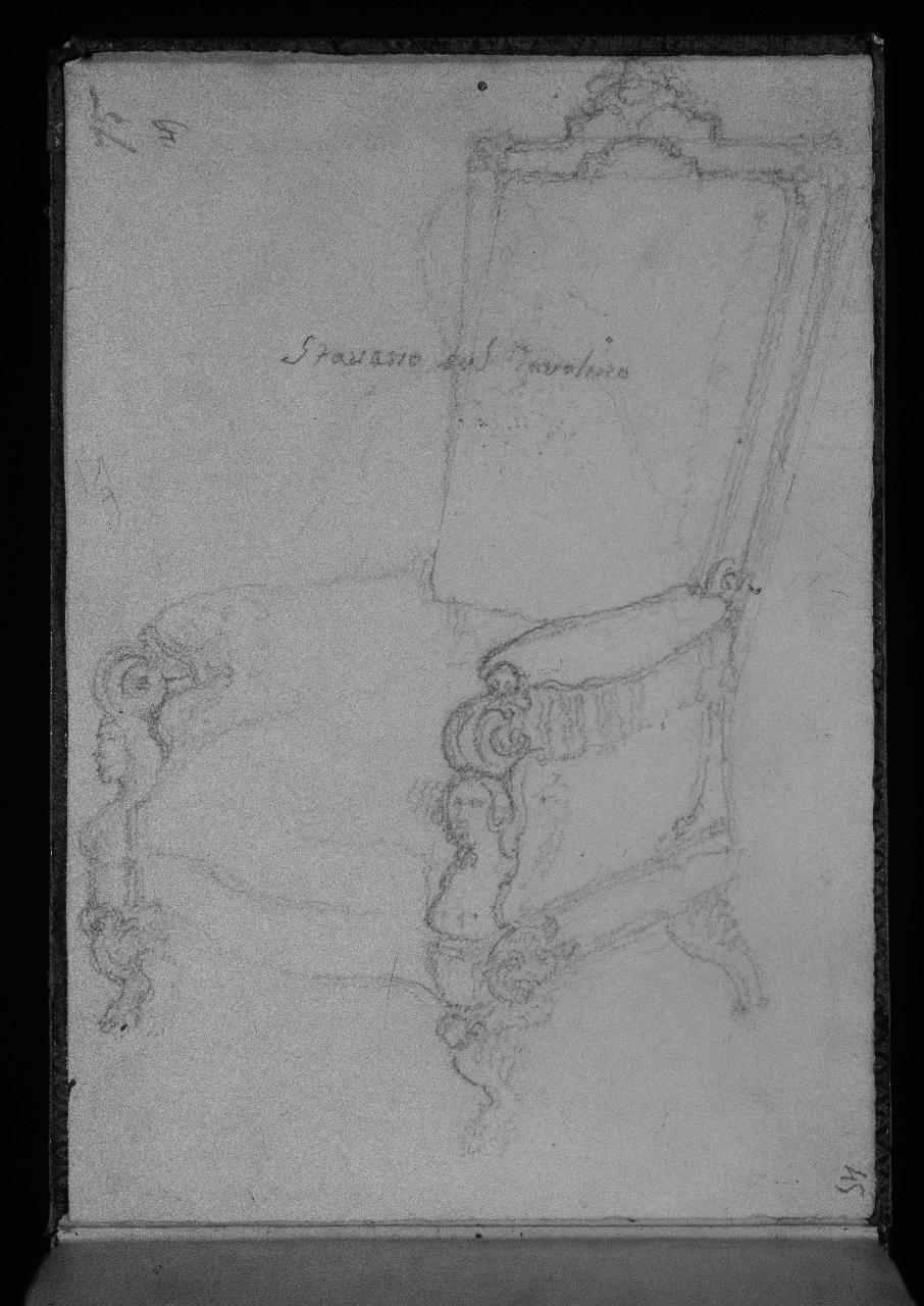 Studio di sedia, sedia (disegno) di Hayez, Francesco (primo quarto||primo quarto sec. XIX||sec. XIX)