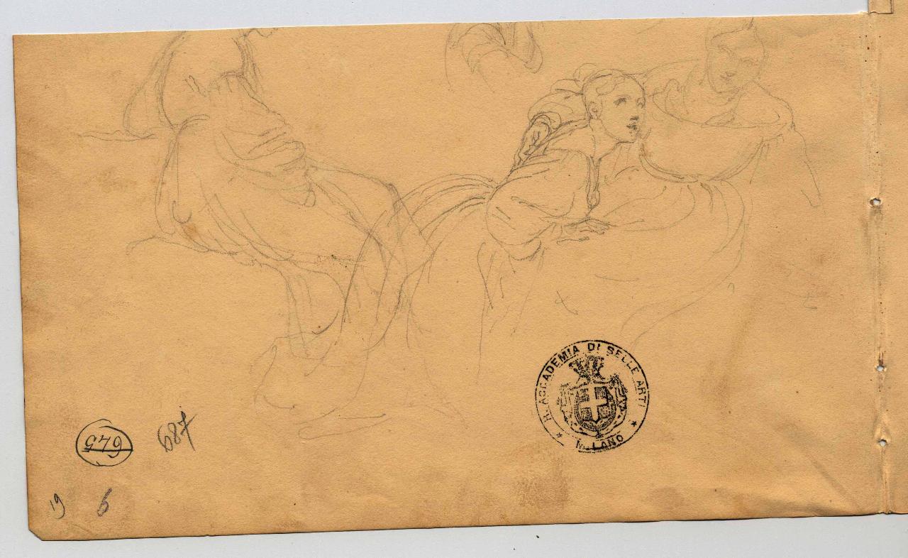 Gruppo di figure femminili, figura femminile (disegno) di Hayez, Francesco (primo quarto sec. XIX)
