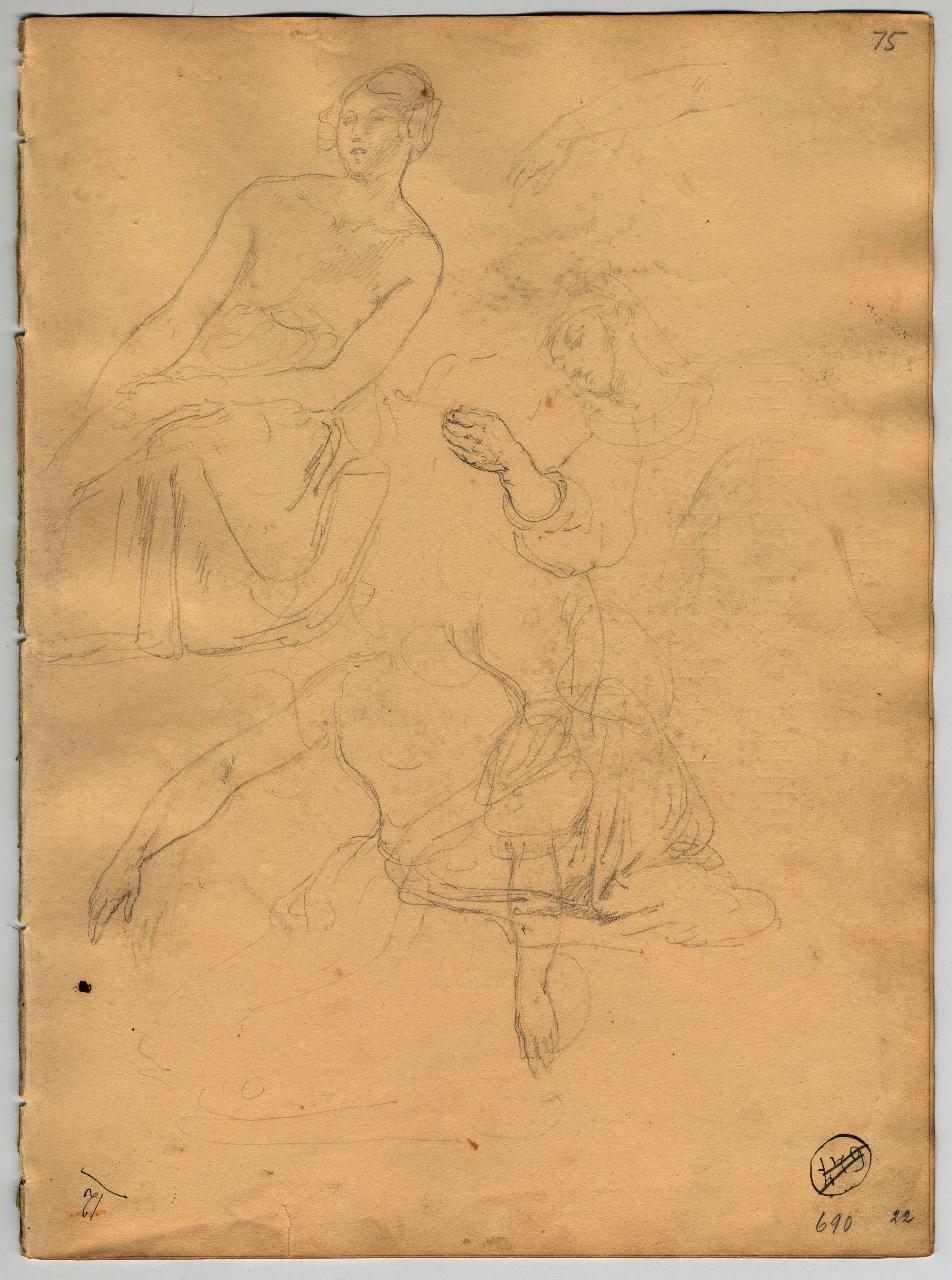 Figure femminili e studi di braccia (già Schizzi varii - Samek), figure maschili e braccia (disegno) di Hayez, Francesco (primo quarto sec. XIX)