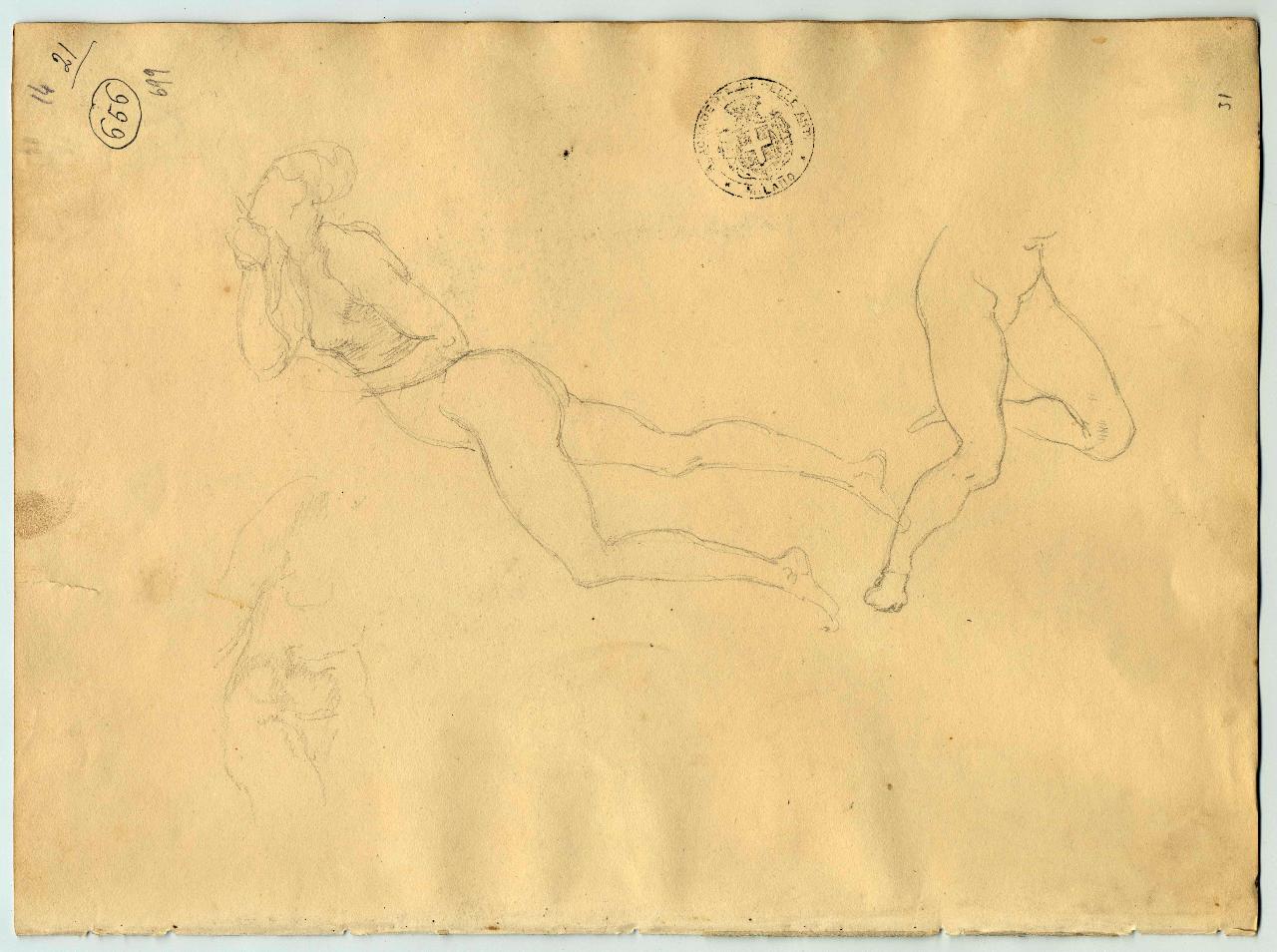 Nudi femminili distesi, figure femminili (disegno) di Hayez, Francesco (primo quarto sec. XIX)