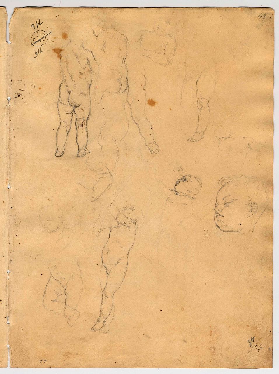 Bambini e studi anatomici (già Studio di putti e nudini - Samek), putti (disegno) di Hayez, Francesco (primo quarto sec. XIX)