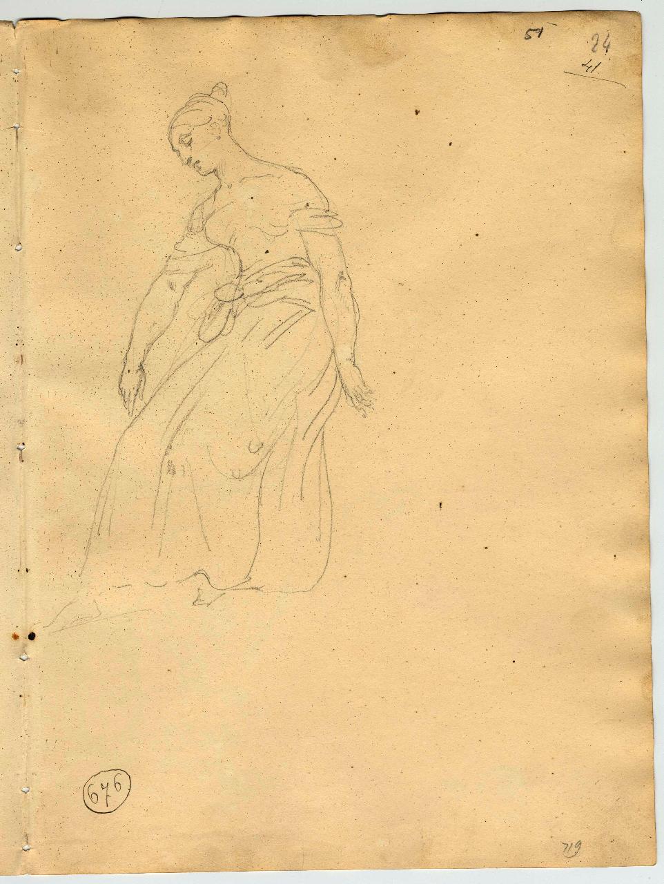 Studio per donna seduta, figura femminile (disegno) di Hayez, Francesco (primo quarto sec. XIX)