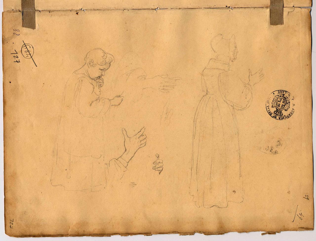 Bambino, figura femminile e studio di mani (già Schizzi di putti, figura femminile all'impiedi e mani - Samek), bambino, figura femminile e mani (disegno) di Hayez, Francesco (primo quarto sec. XIX)