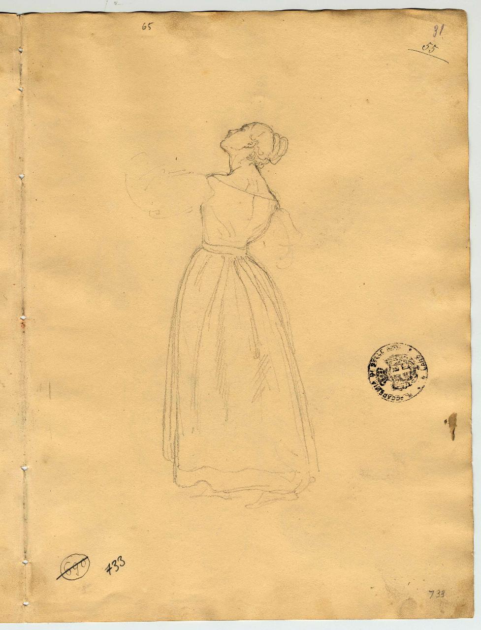 Giulietta (già Donna di lato - Samek), figura femminile (disegno) di Hayez, Francesco (primo quarto sec. XIX)