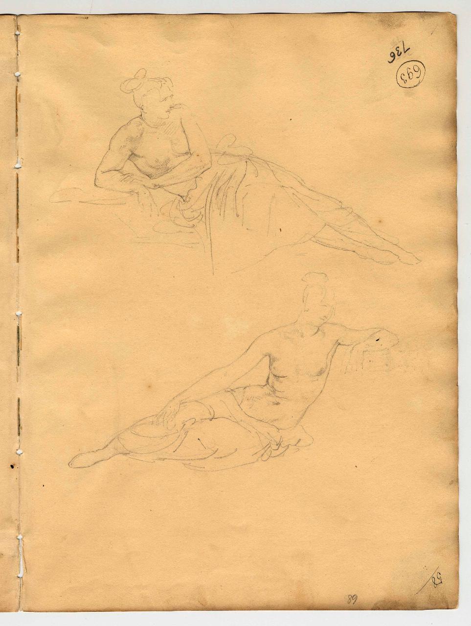 Nude sdraiate, figure femminili (disegno) di Hayez, Francesco (primo quarto sec. XIX)