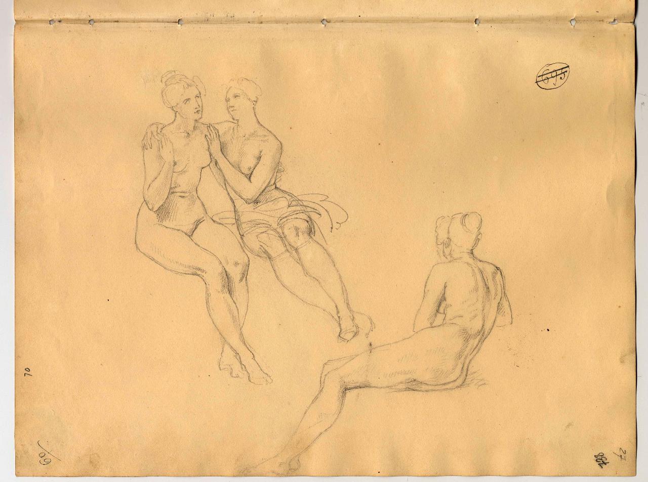Nude in conversazione, nudi femminili (disegno) di Hayez, Francesco (primo quarto sec. XIX)