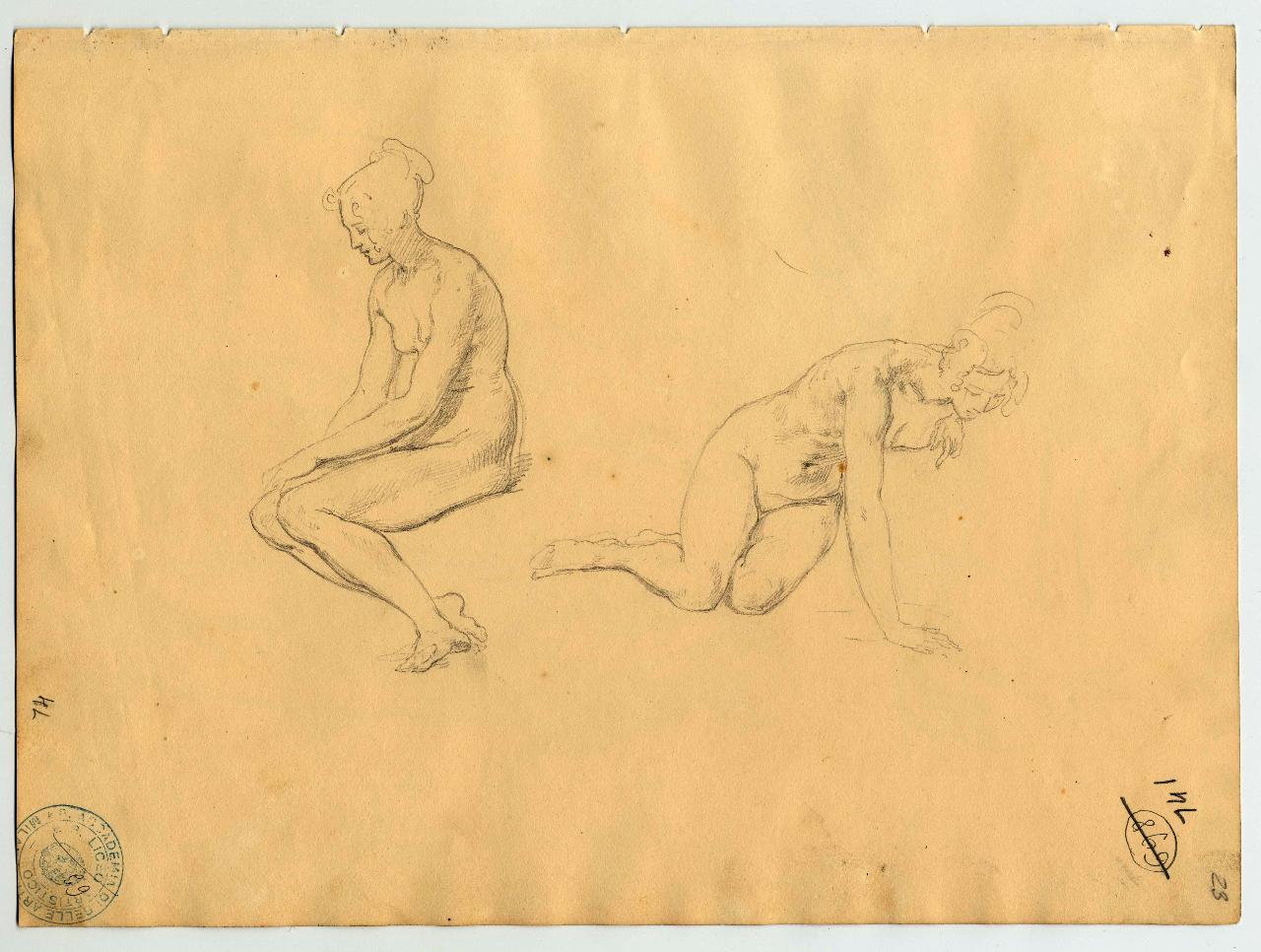 Nudi femminili, nudi femminili (disegno) di Hayez, Francesco (primo quarto sec. XIX)