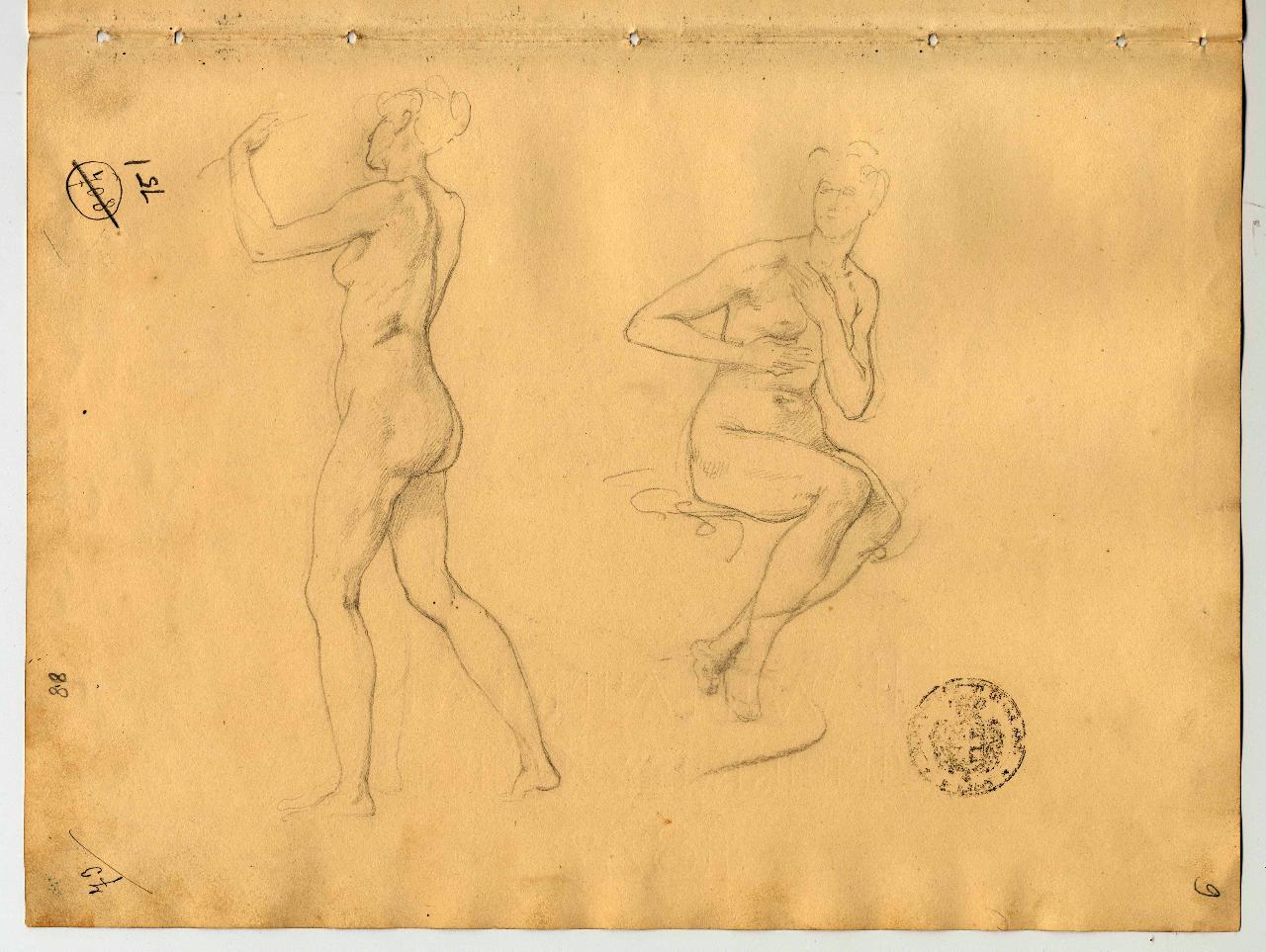 Studio di nudi femminili, nudi femminili (disegno) di Hayez, Francesco (primo quarto sec. XIX)