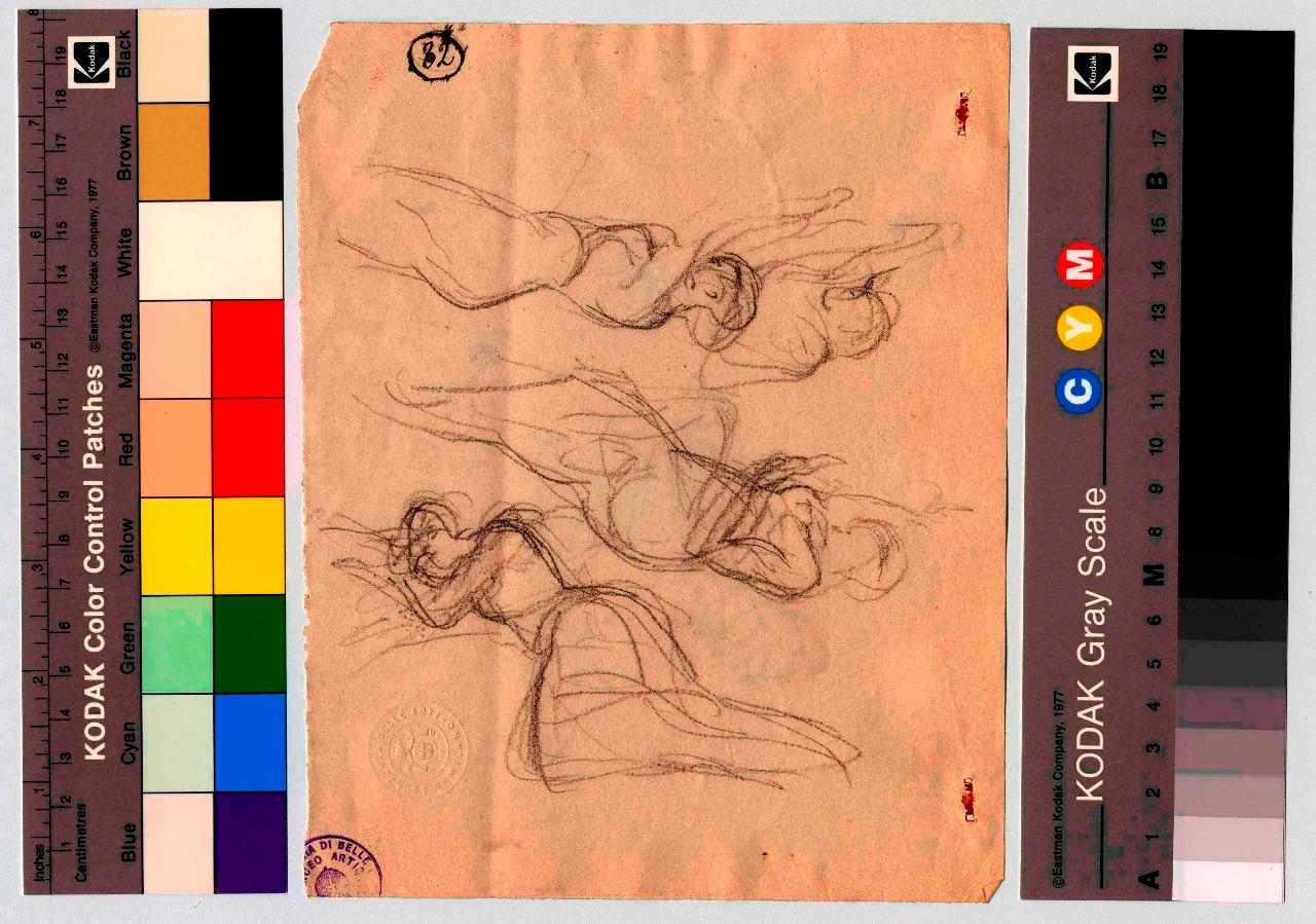 Schizzi di donne all'impiedi e coricate, figure femminili (disegno) di Hayez, Francesco (metà sec. XIX)