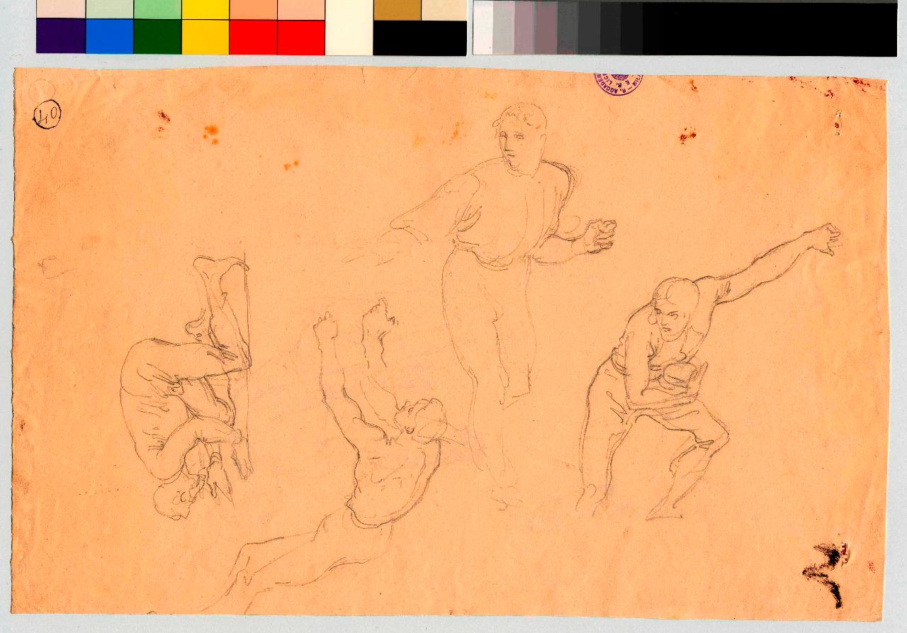 Figure virili in varie attitudini/ Figure virili in varie attitudini, figure maschili (disegno) di Hayez, Francesco (metà sec. XIX)