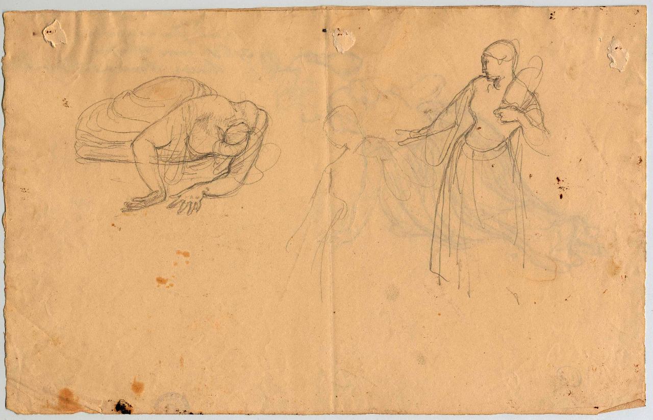 Figura di donna e scherzo, figure femminili (disegno) di Hayez, Francesco (metà sec. XIX)