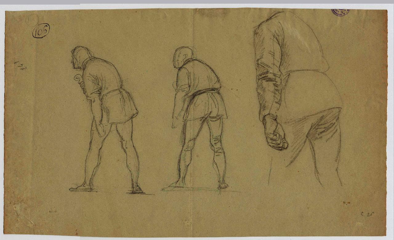 Studi di uomini chinati/ Studi di uomini chinati, figura maschili | figure maschili (disegno) di Hayez, Francesco (metà sec. XIX)