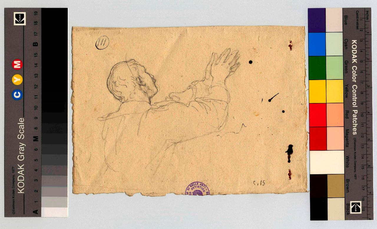 Orante, mezza figura, figura maschile (disegno) di Hayez, Francesco (metà sec. XIX)