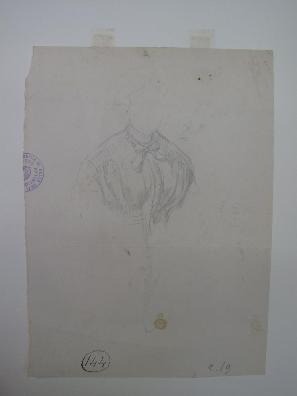 Busto di signora (acefalo), idea per ritratto, figura femminile (disegno) di Hayez, Francesco (metà sec. XIX)