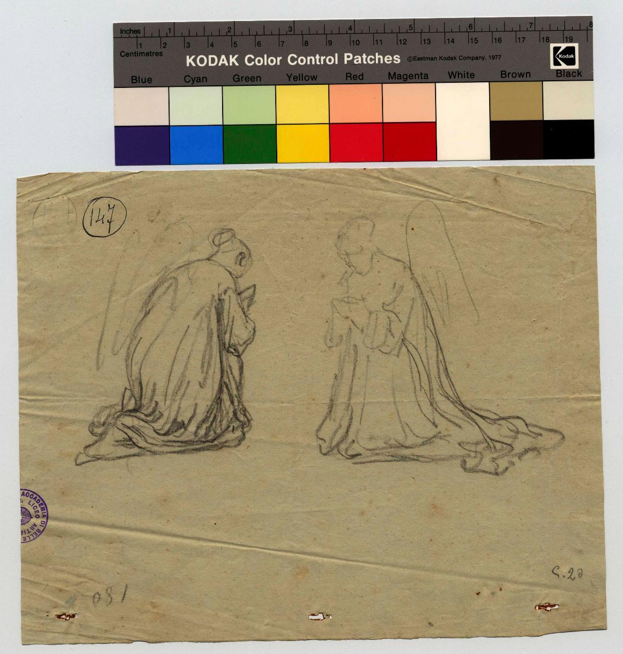 Angeli oranti, angeli (disegno) di Hayez, Francesco (metà sec. XIX)