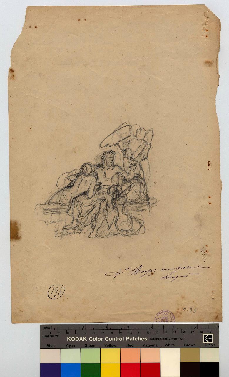 Giove e la ninfa, figure mitologiche, Giove e la ninfa (disegno) di Hayez, Francesco (metà sec. XIX)