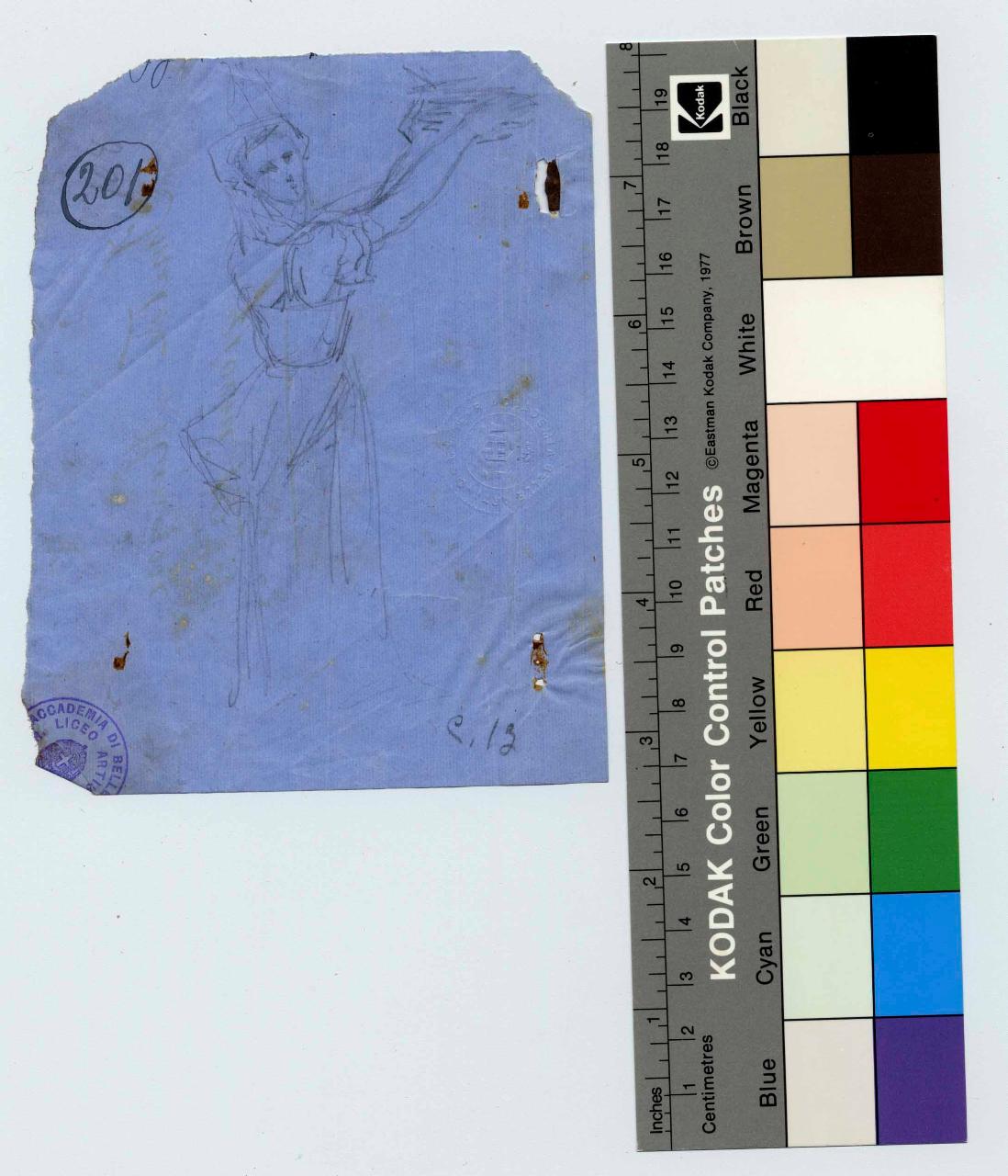 Schizzo di donna che regge un piatto, figura femminile, popolana (disegno) di Hayez, Francesco (metà sec. XIX)