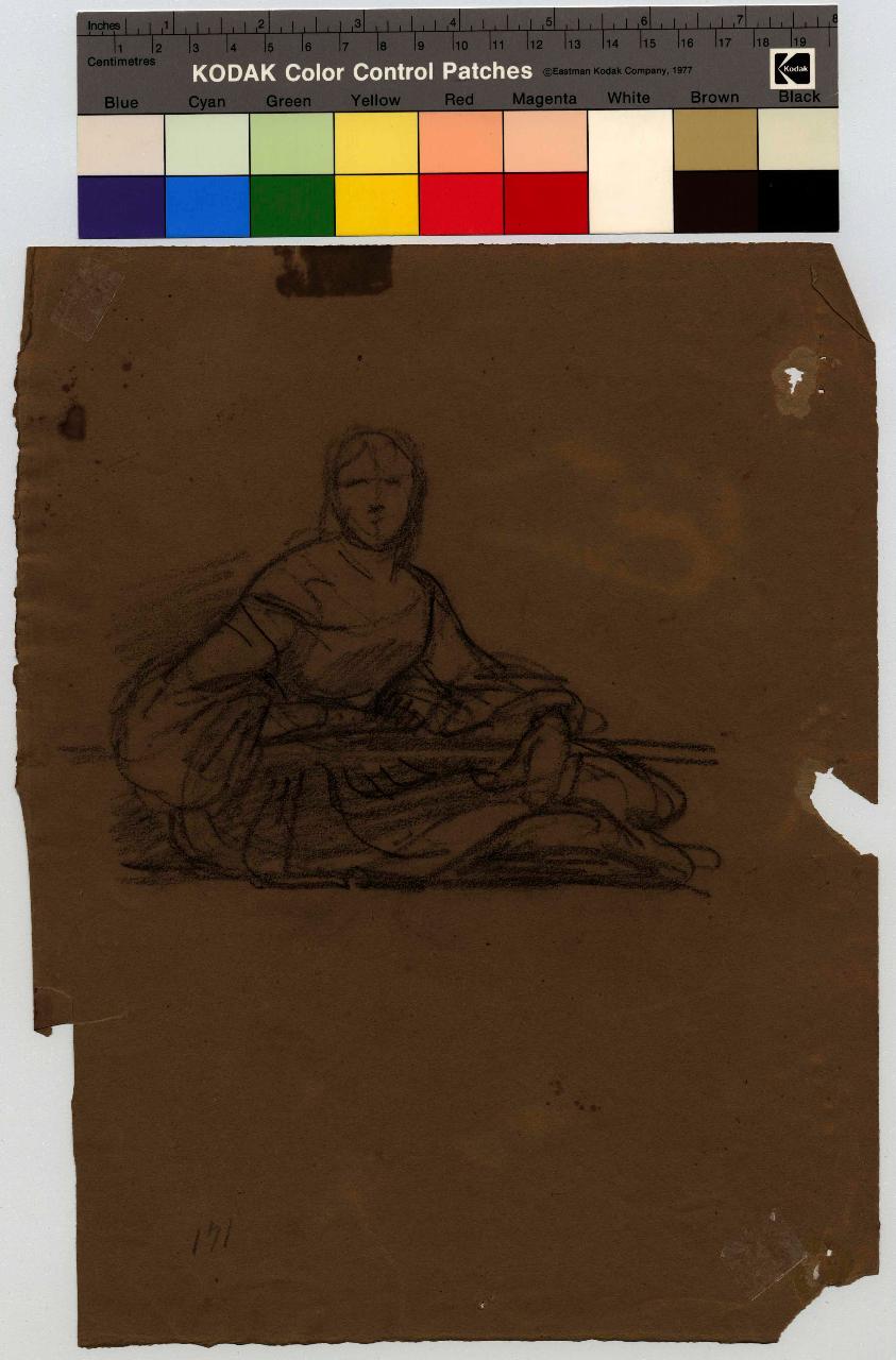 Figura di donna seduta, figura femminile (disegno) di Hayez, Francesco (metà sec. XIX)
