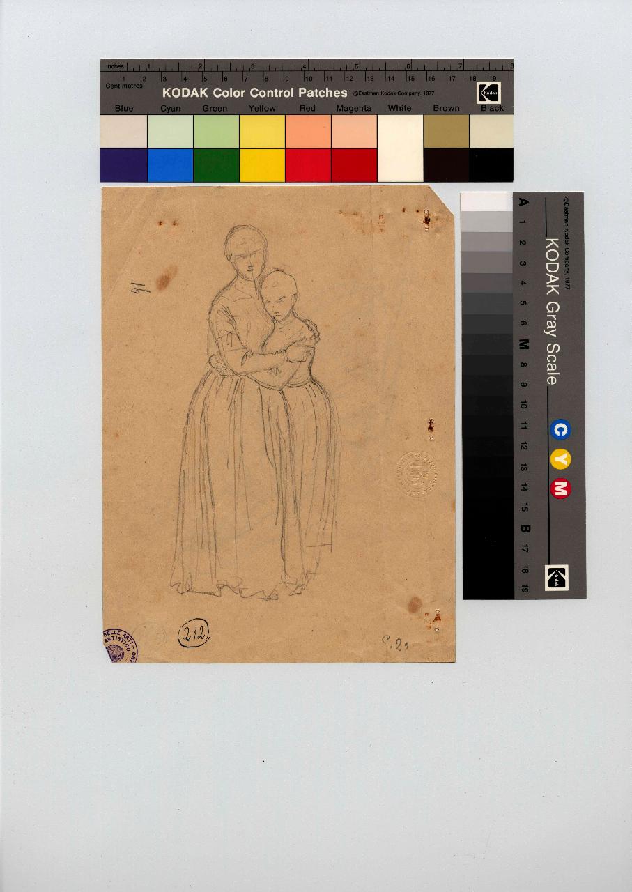 Donna e bambino/ Donna (o dama) seduta, donne con bambina | figura femminile seduta (disegno) di Hayez, Francesco (metà sec. XIX)