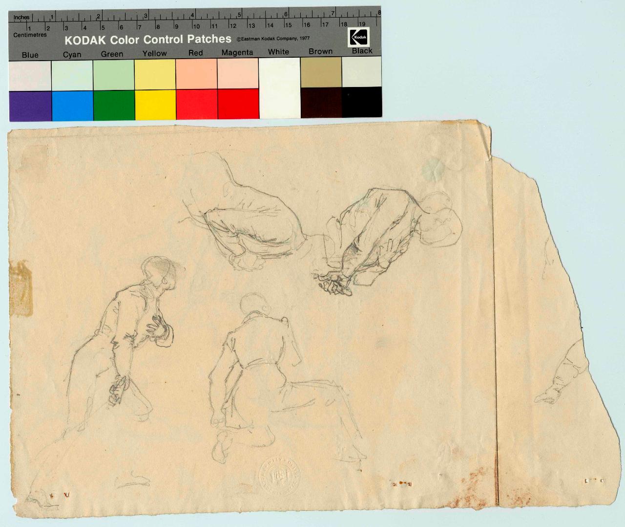 Studio di costumi settecenteschi, figure maschili, costumi settecenteschi (disegno) di Hayez, Francesco (metà sec. XIX)