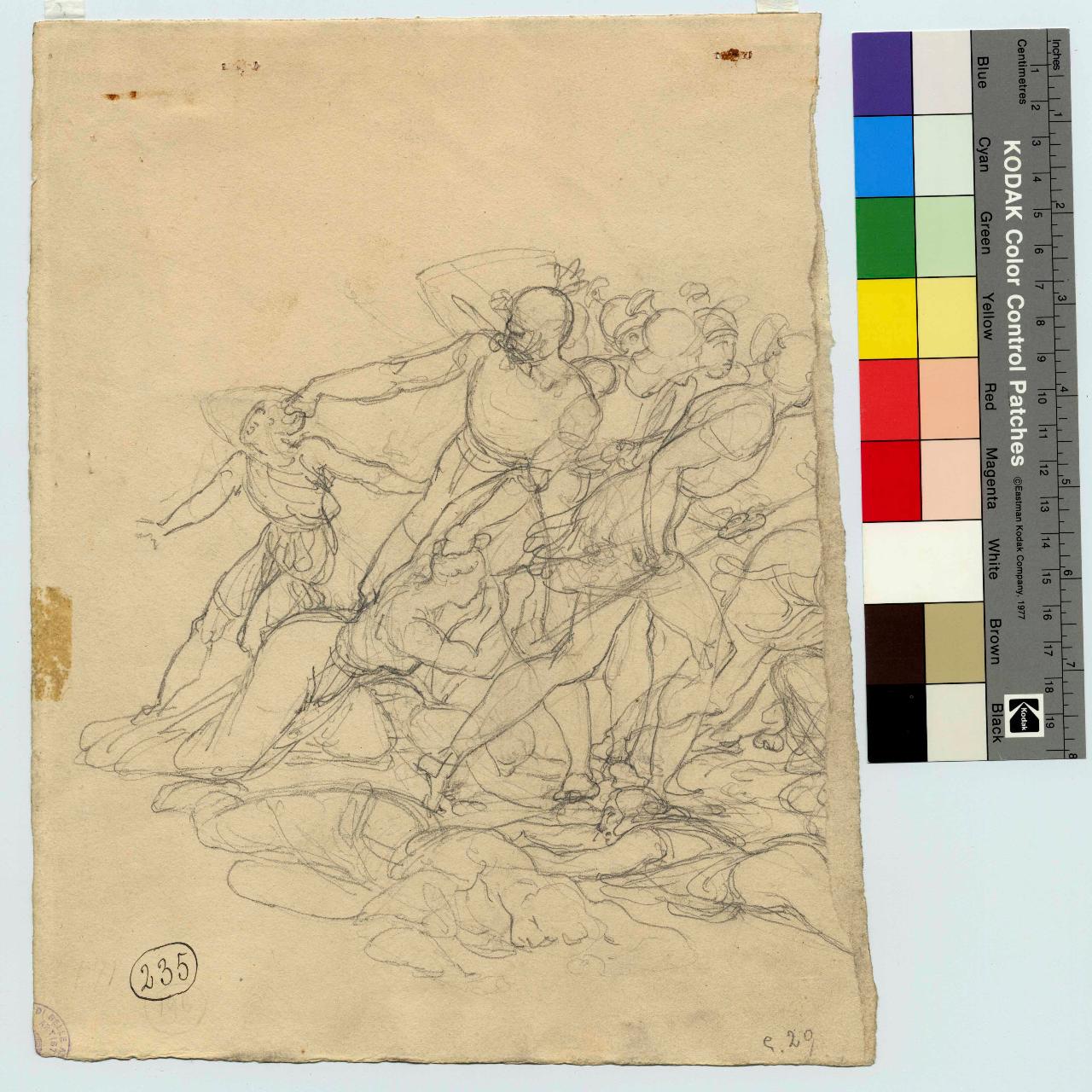 Studi preparatori per la "Distruzione del Tempio di Gerusalemme"/ Particolari della "Distruzione del Tempio di Gerusalemme", scena storica con figure | scena storica con figure (disegno) di Hayez, Francesco (metà sec. XIX)
