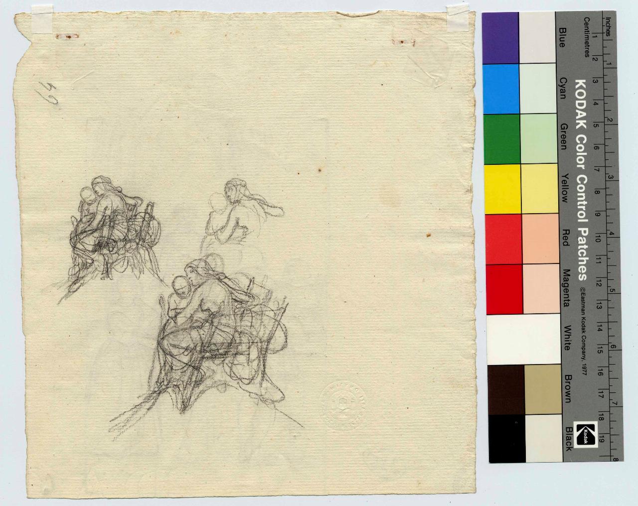 Schizzo per quadro storico/ Gruppo di nude sedute (Le grazie?), scena storica con figure | figure femminili (disegno) di Hayez, Francesco (metà sec. XIX)