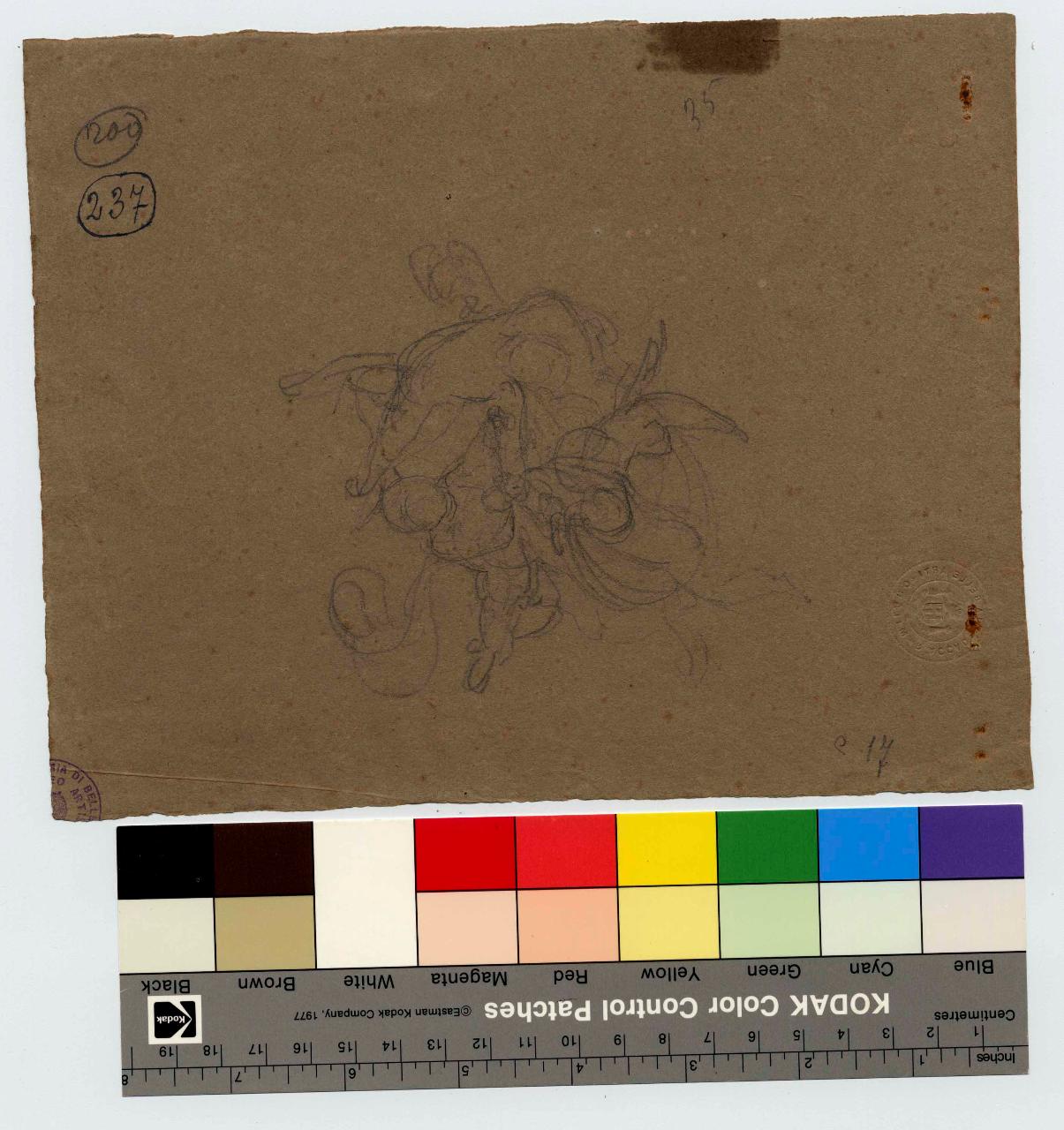 Gruppo di putti/ Figura di vescovo, putti | vescovo (disegno) di Hayez, Francesco (metà sec. XIX)