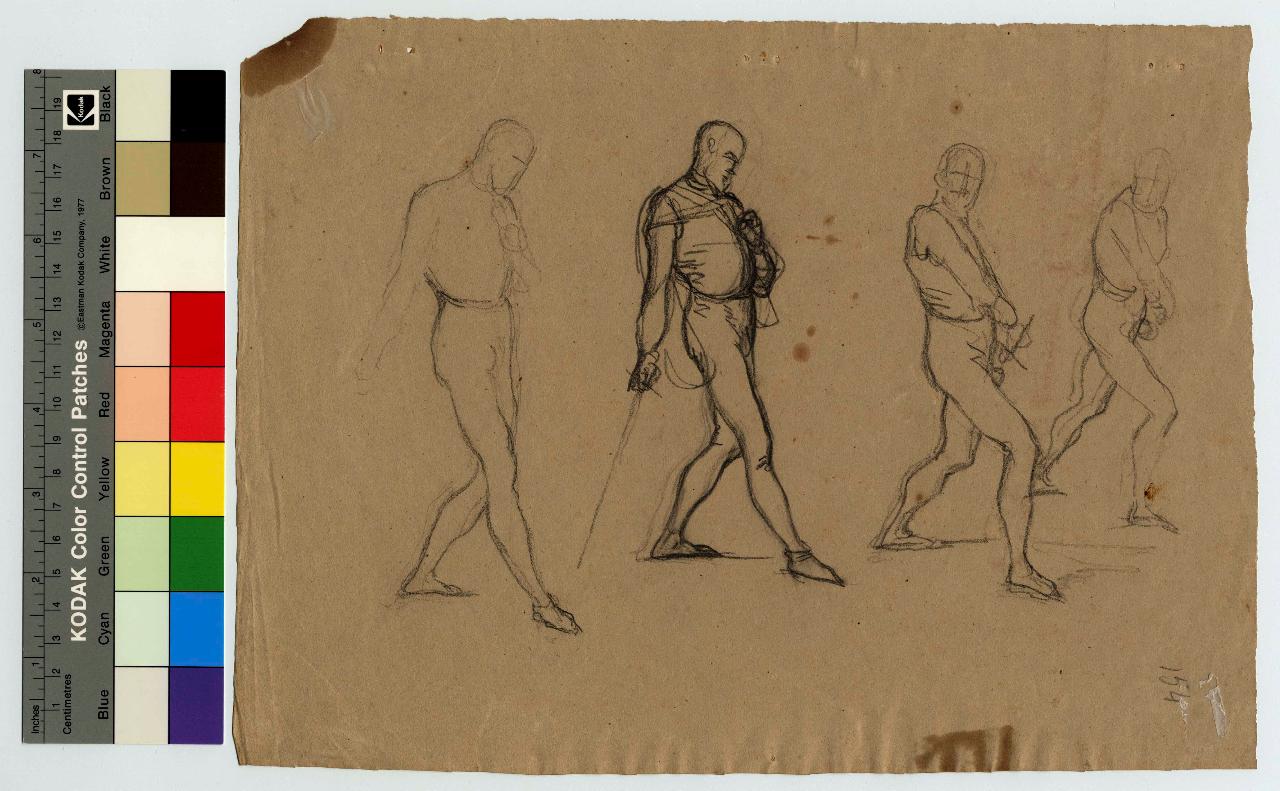 Studio di cavaliere armato, guerrieri (disegno) di Hayez, Francesco (metà sec. XIX)