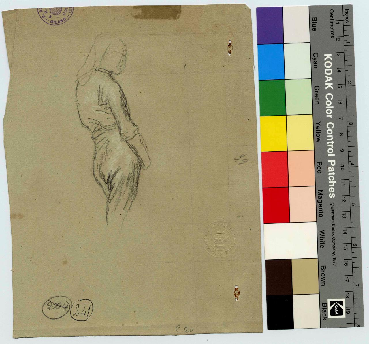 Figura di paggio vista di lato/ Figura di paggio vista di lato, figura maschile | figura maschile (disegno) di Hayez, Francesco (metà sec. XIX)