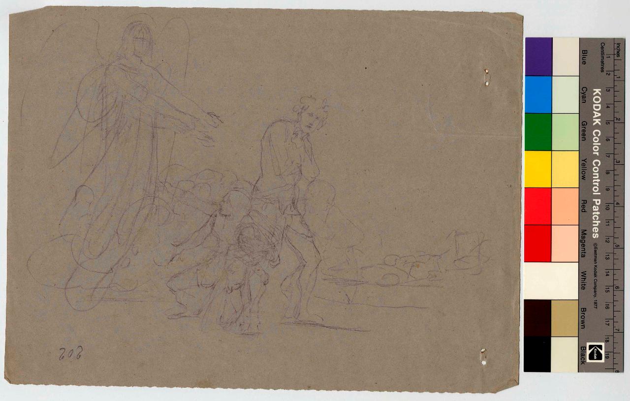 Schizzo per una cacciata di Adamo ed Eva dal Paradiso, Adamo ed Eva cacciati dal Paradiso (disegno) di Hayez, Francesco (metà sec. XIX)